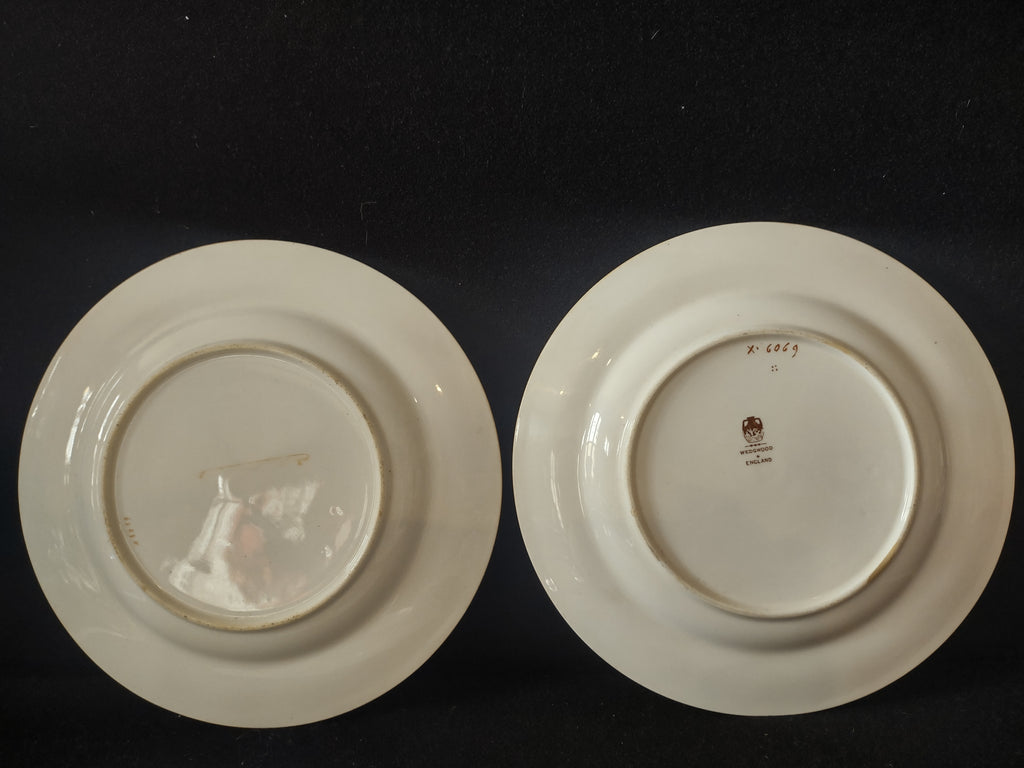 Vintage Wedgwood England Pink Rose Floral 8-3/4" Luncheon Plates Set of 4 [6024]