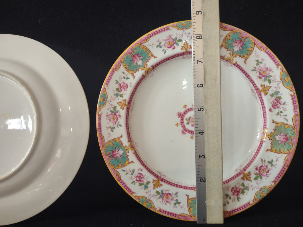 Vintage Wedgwood England Pink Rose Floral 8-3/4" Luncheon Plates Set of 4 [6024]