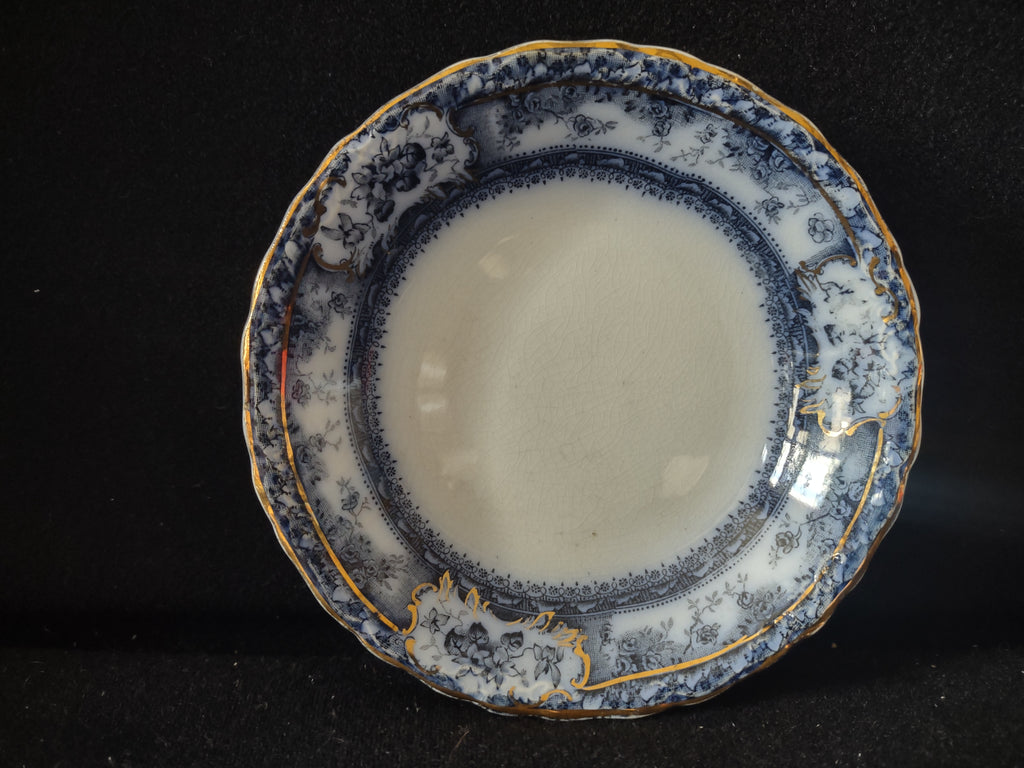 Vintage Wedgwood Phoebe Flow Blue Gold Trim Transferware Serving Dish England [6025]