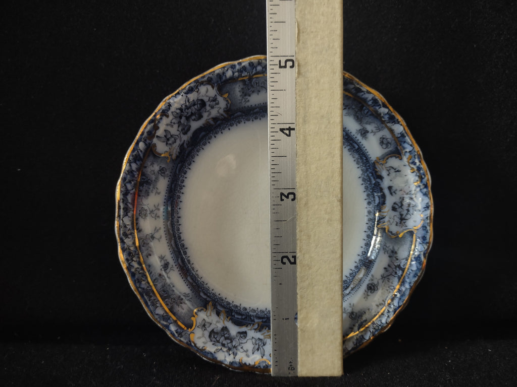 Vintage Wedgwood Phoebe Flow Blue Gold Trim Transferware Serving Dish England [6025]