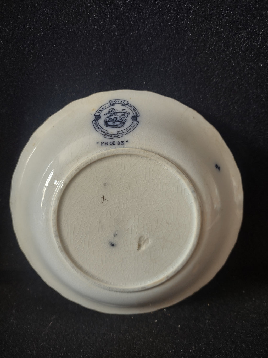 Vintage Wedgwood Phoebe Flow Blue Gold Trim Transferware Serving Dish England [6025]