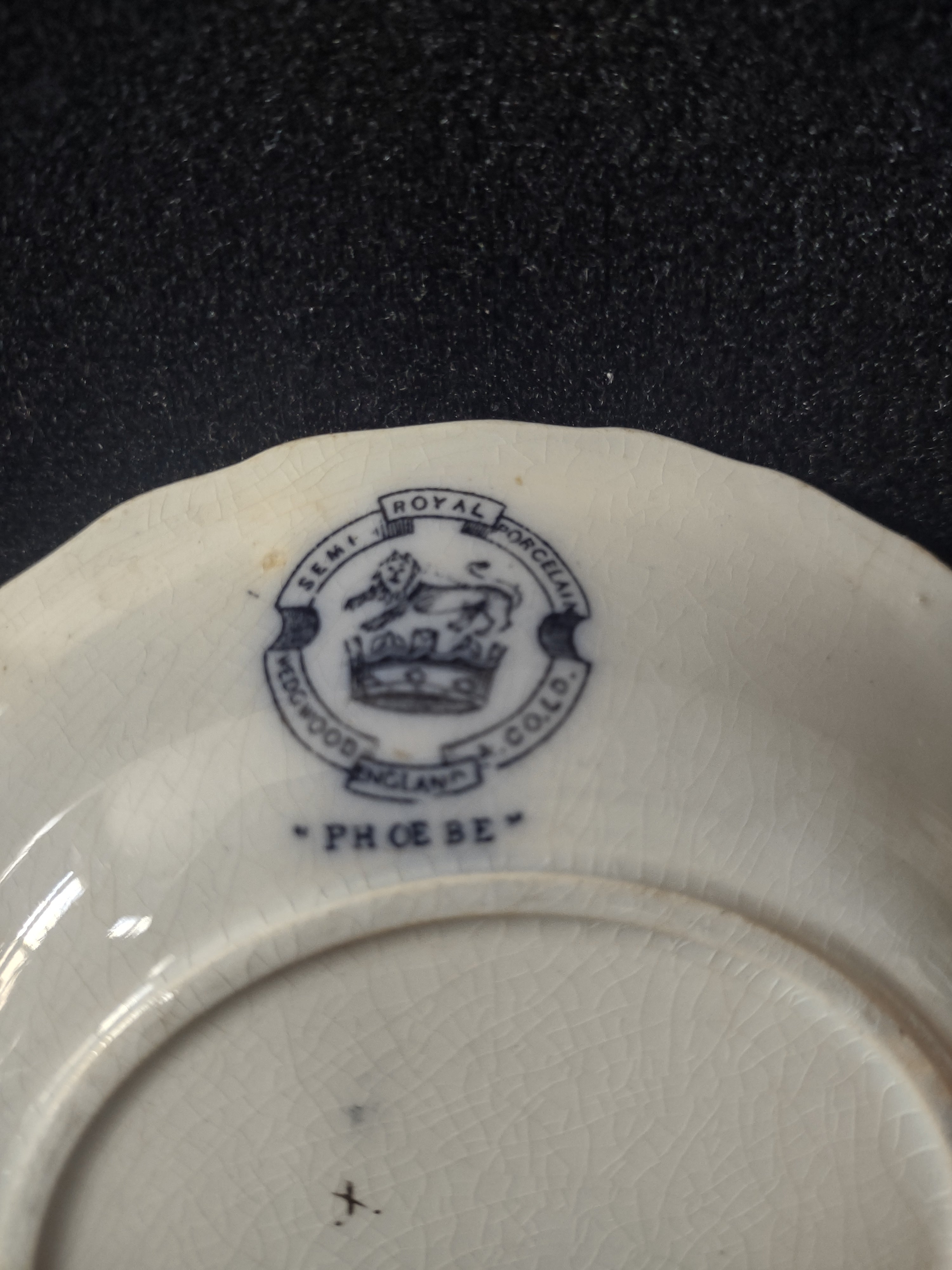 Vintage Wedgwood Phoebe Flow Blue Gold Trim Transferware Serving Dish England [6025]