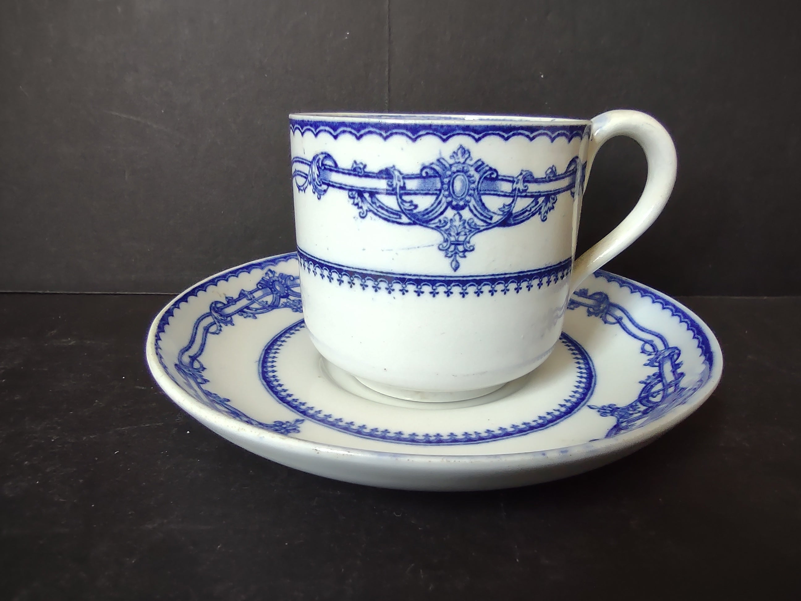 Vintage Ivanhoe Cup and Saucer Set Blue White Floral England Cottagecore [5922]