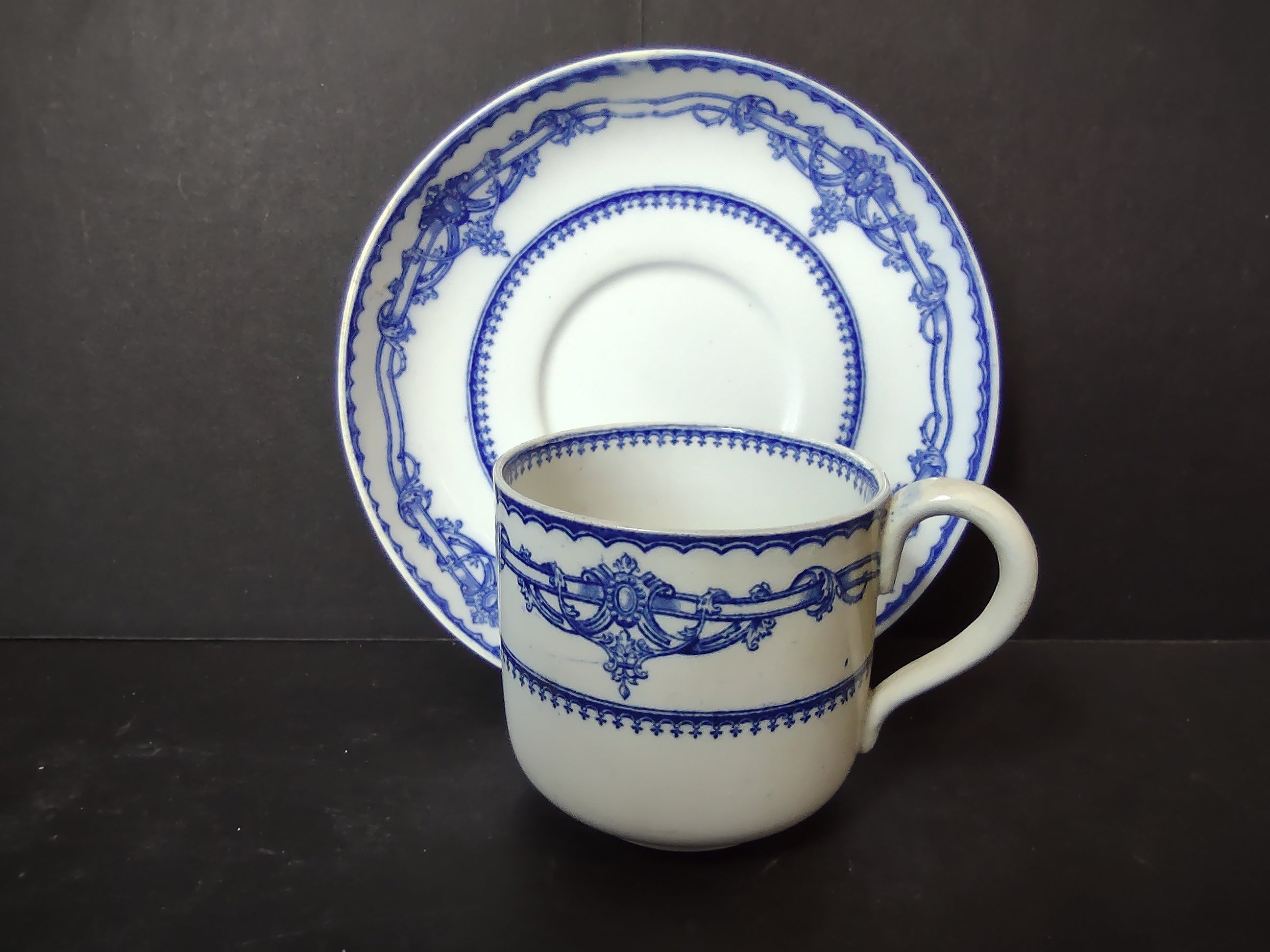 Vintage Ivanhoe Cup and Saucer Set Blue White Floral England Cottagecore [5922]