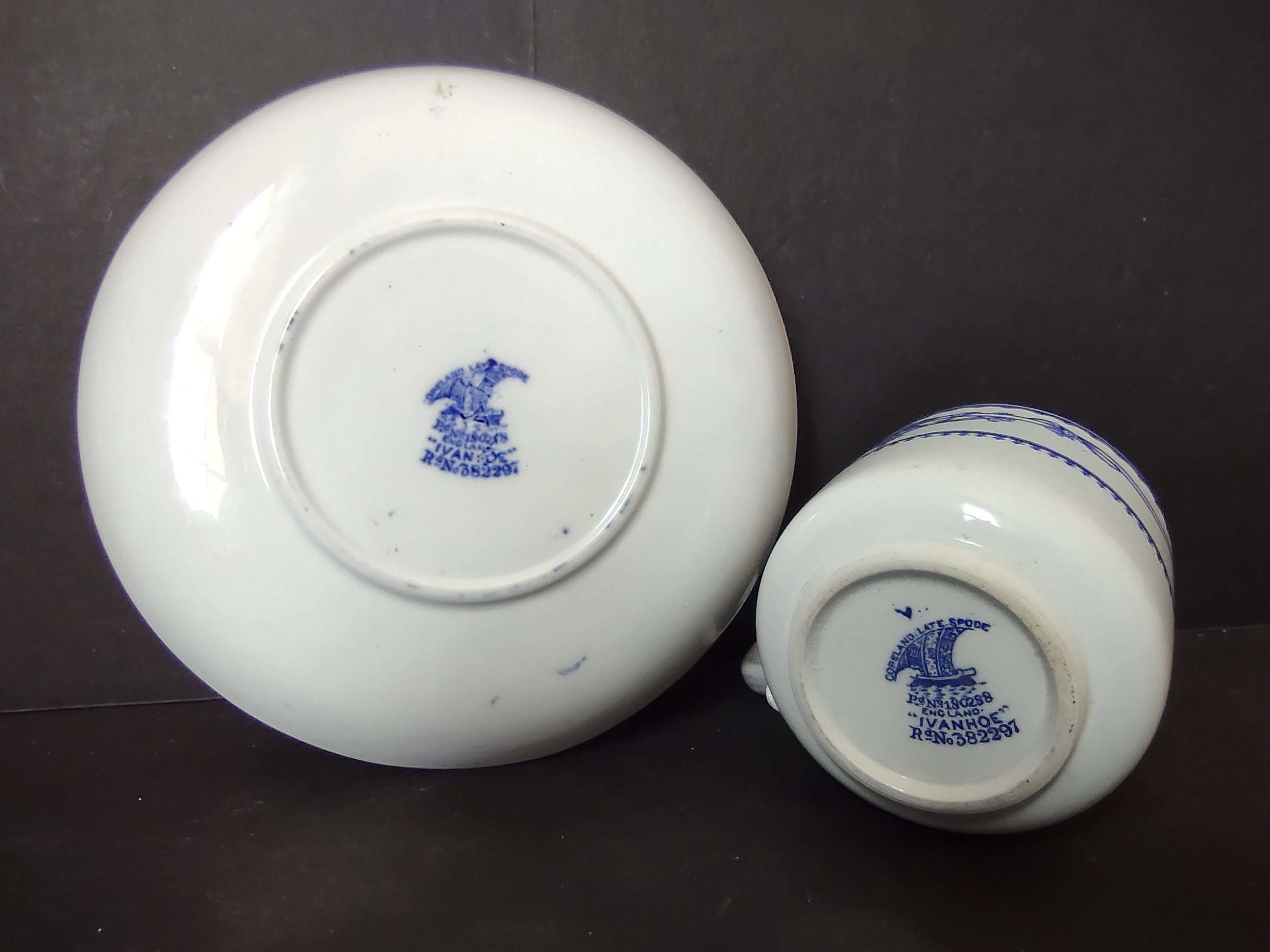 Vintage Ivanhoe Cup and Saucer Set Blue White Floral England Cottagecore [5922]
