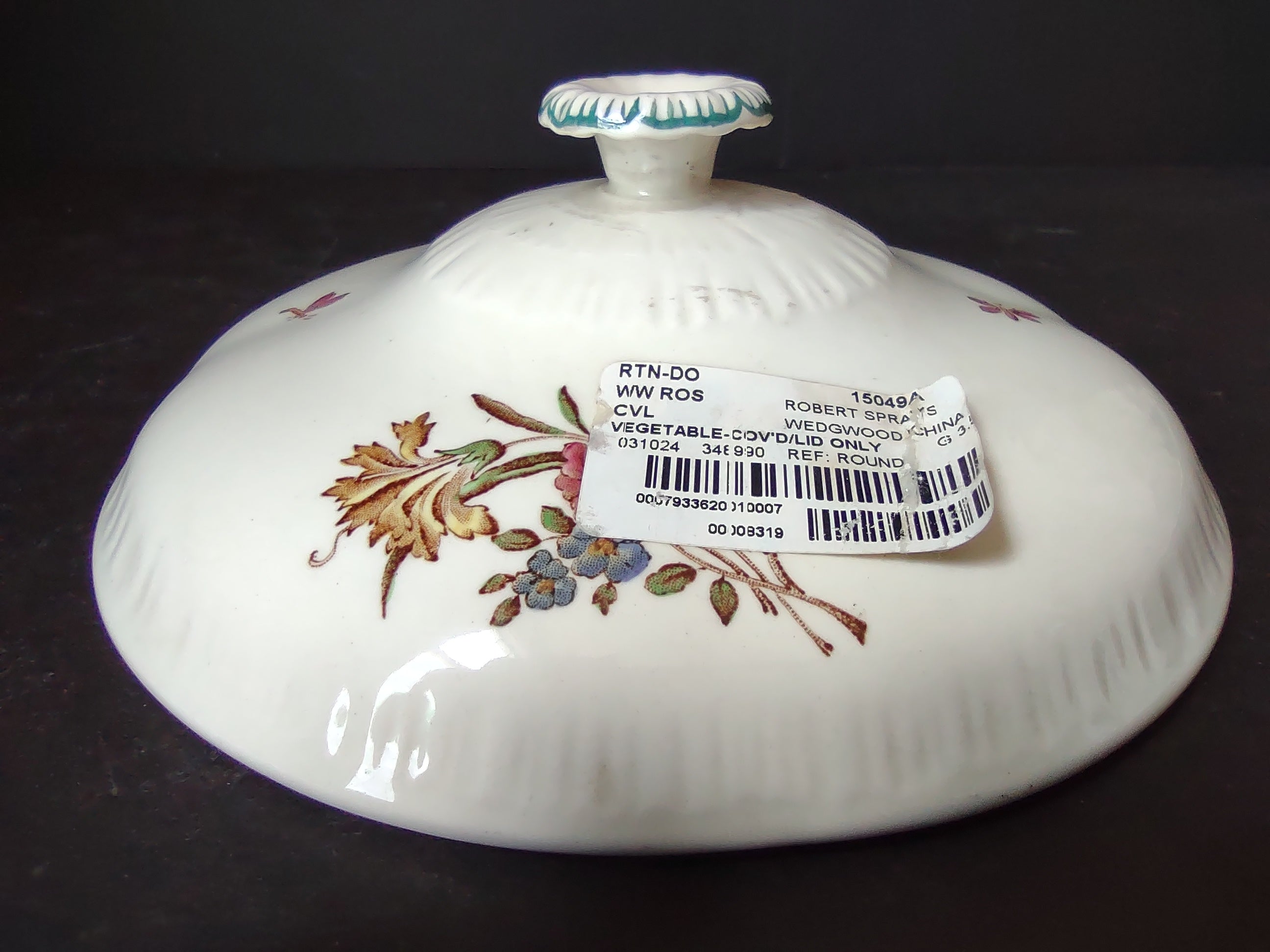 Vintage Wedgwood Robert Sprays Round Vegetable Dish Lid Floral REPAIRED [6093]