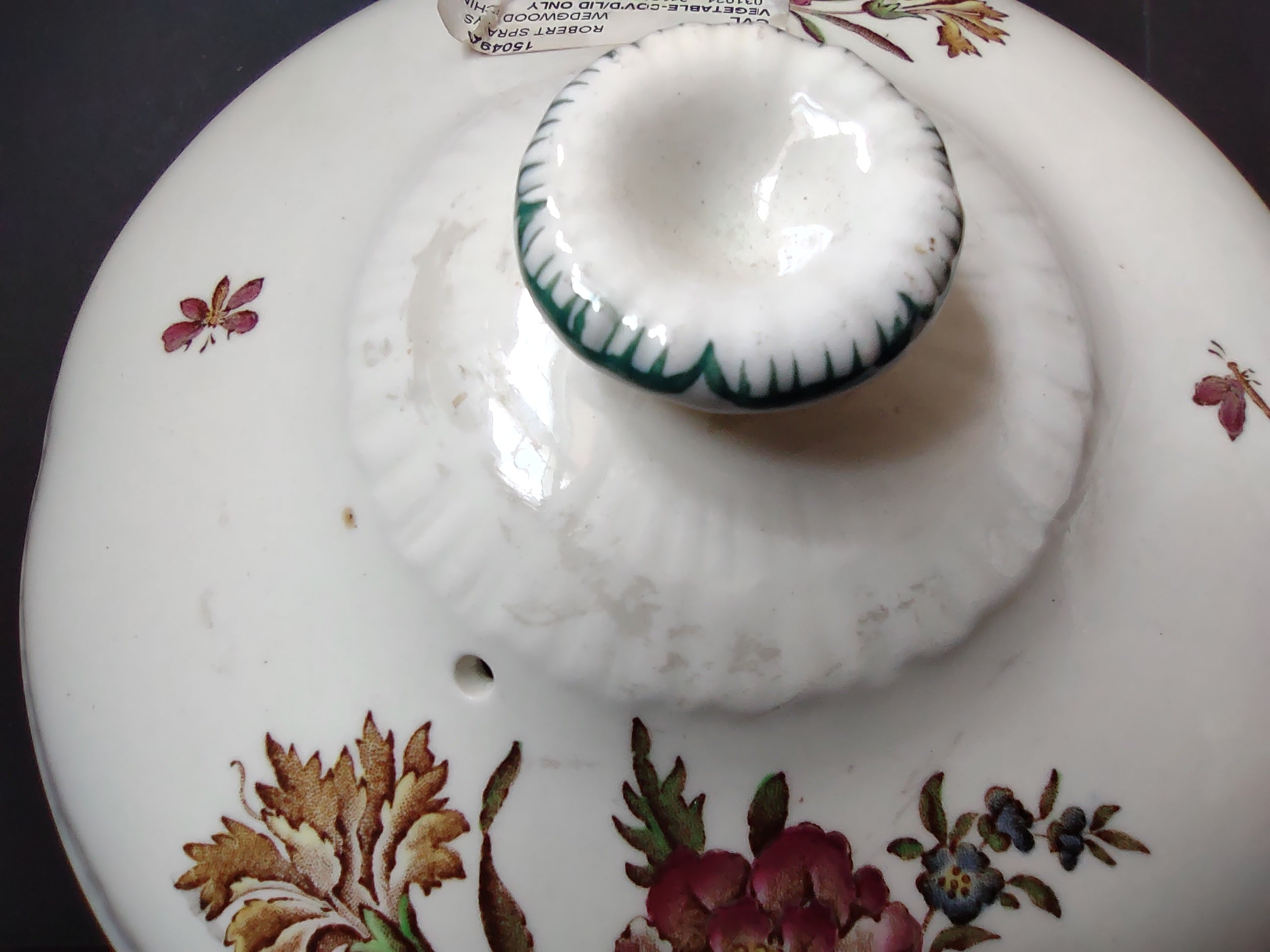 Vintage Wedgwood Robert Sprays Round Vegetable Dish Lid Floral REPAIRED [6093]