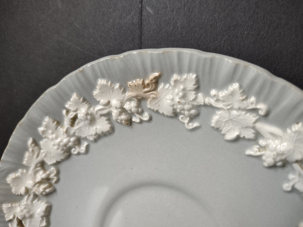 Vintage Wedgwood Queensware Embossed Grapevine Saucer Blue White [6092]