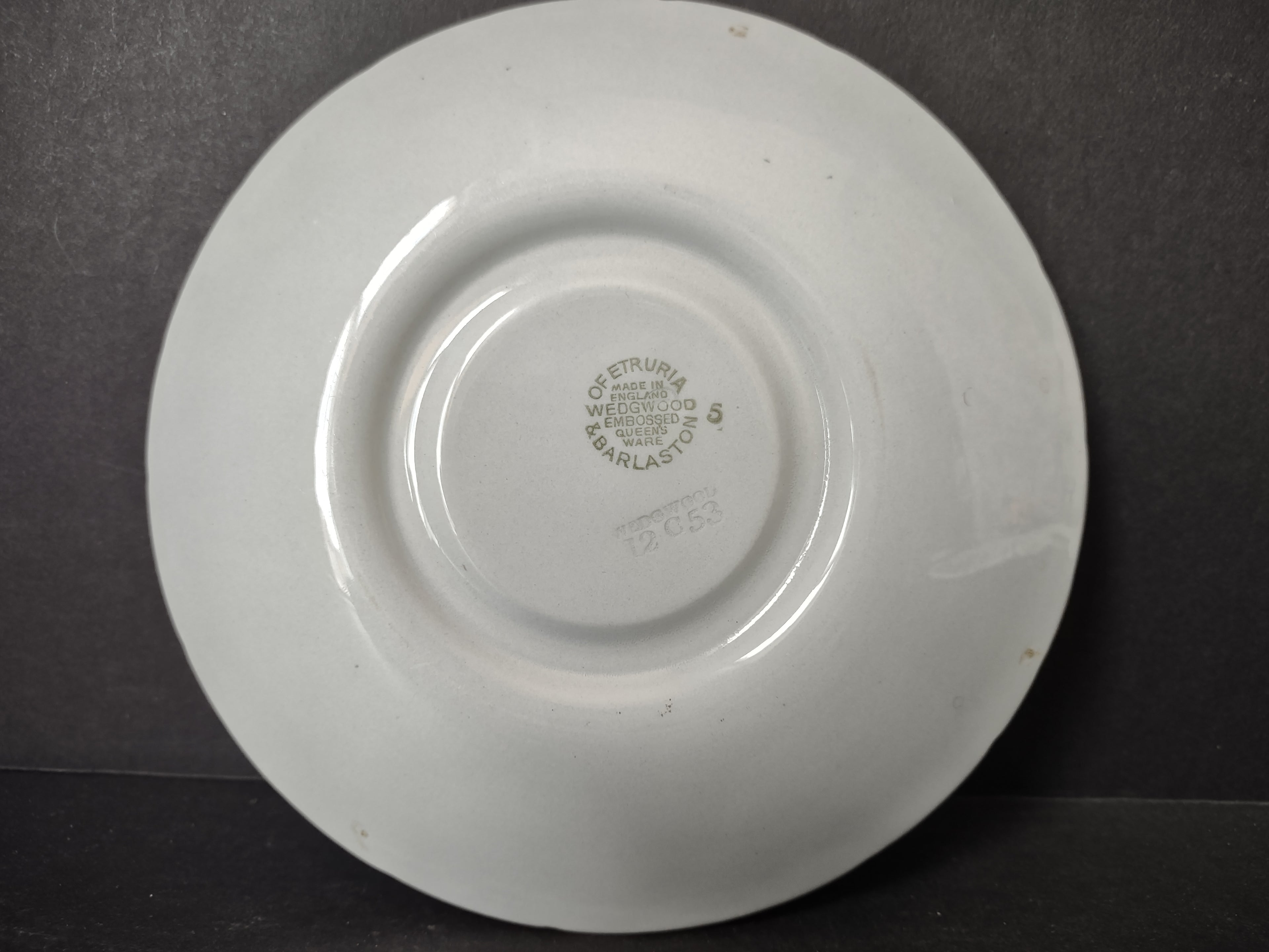 Vintage Wedgwood Queensware Embossed Grapevine Saucer Blue White [6092]