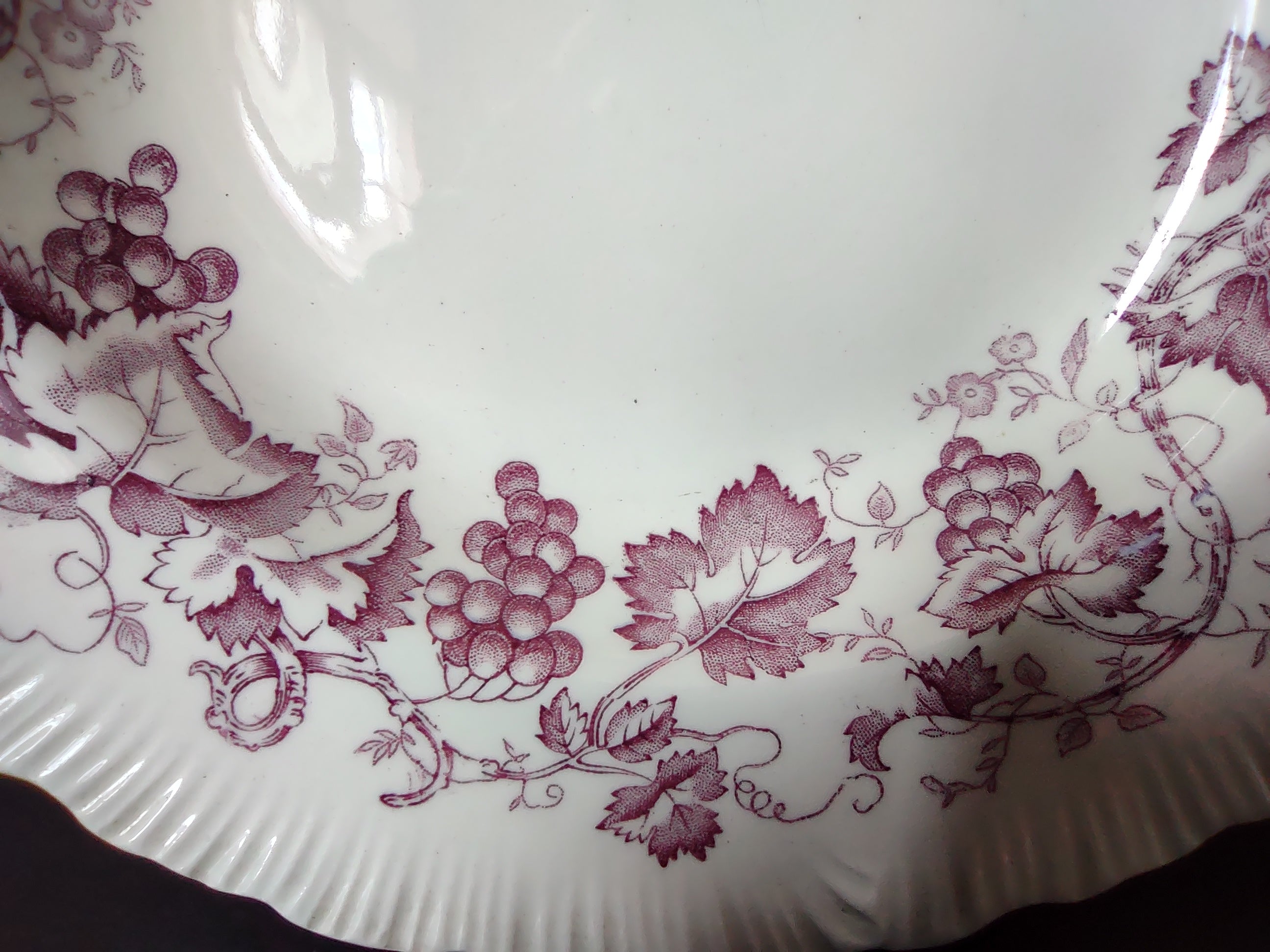 Vintage Wedgwood Old Vine Purple Transferware Scalloped Plate 9"CHIP [6091]