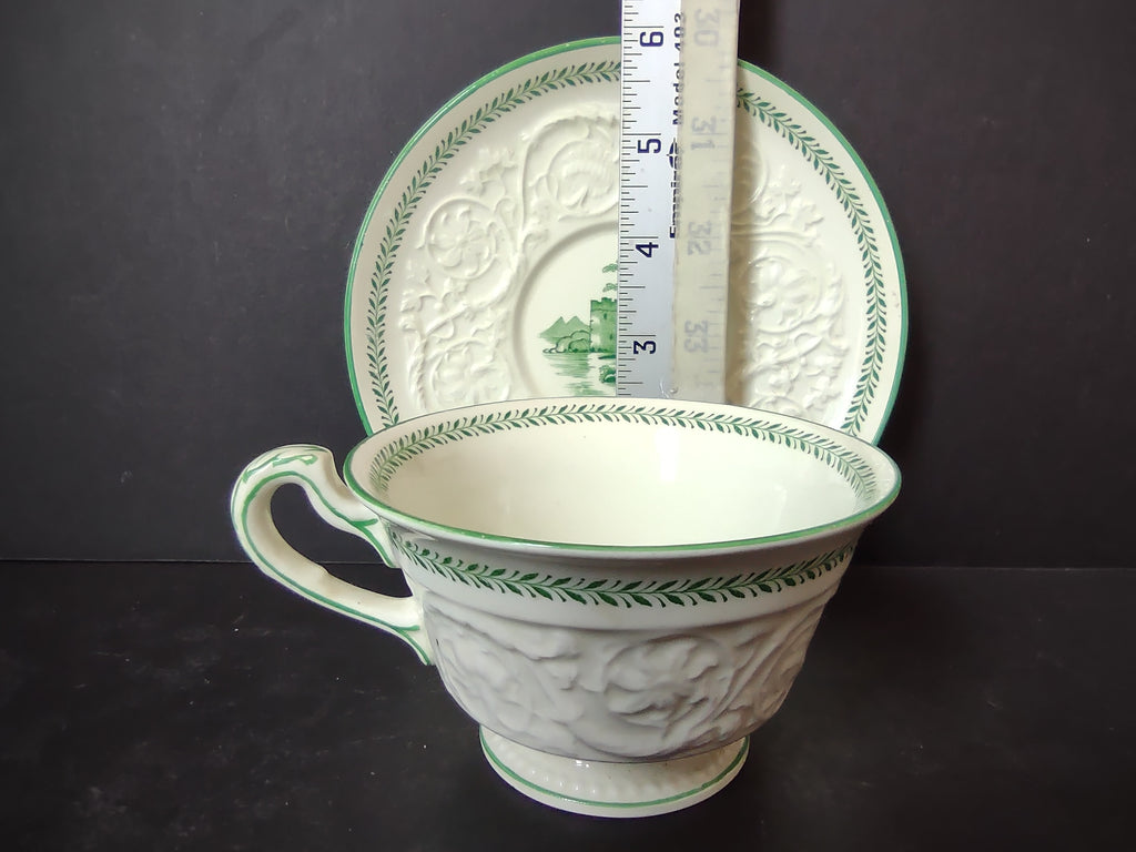 Vintage Wedgwood Patrician Torbay Green Cup Saucer Set England [6089]
