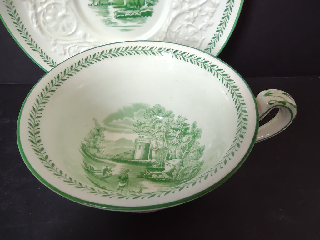 Vintage Wedgwood Patrician Torbay Green Cup Saucer Set England [6089]