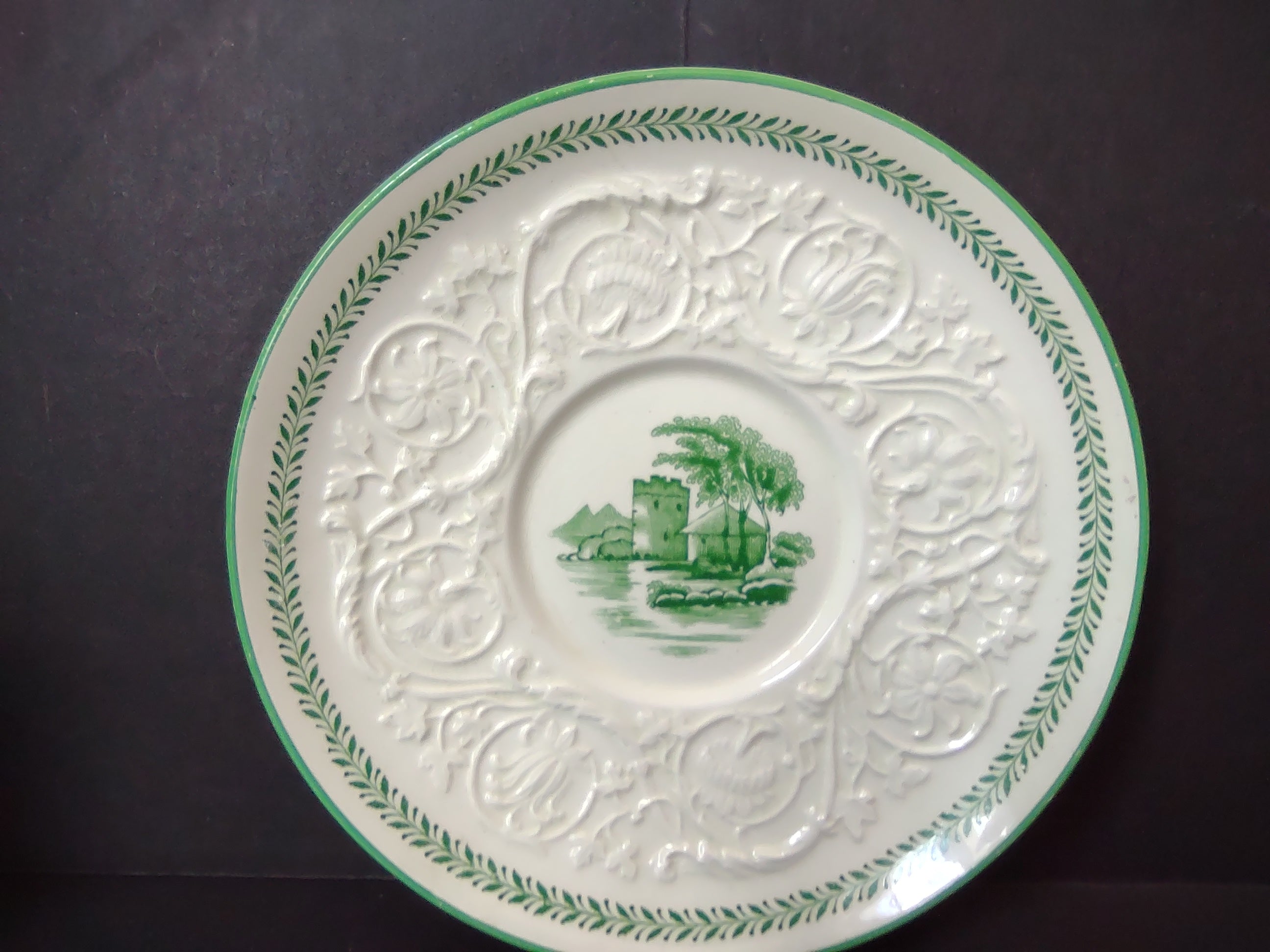 Vintage Wedgwood Patrician Torbay Green Cup Saucer Set England [6089]