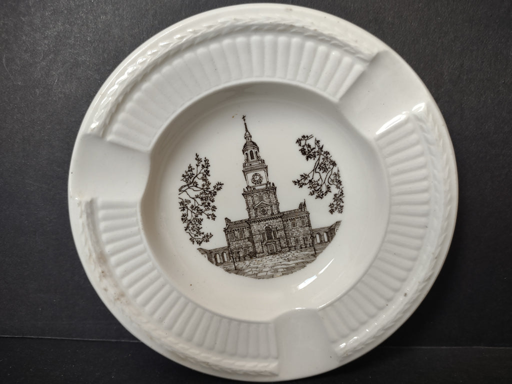 Vintage Wedgwood Independence Hall State House Brown Transferware Ashtray [6086]