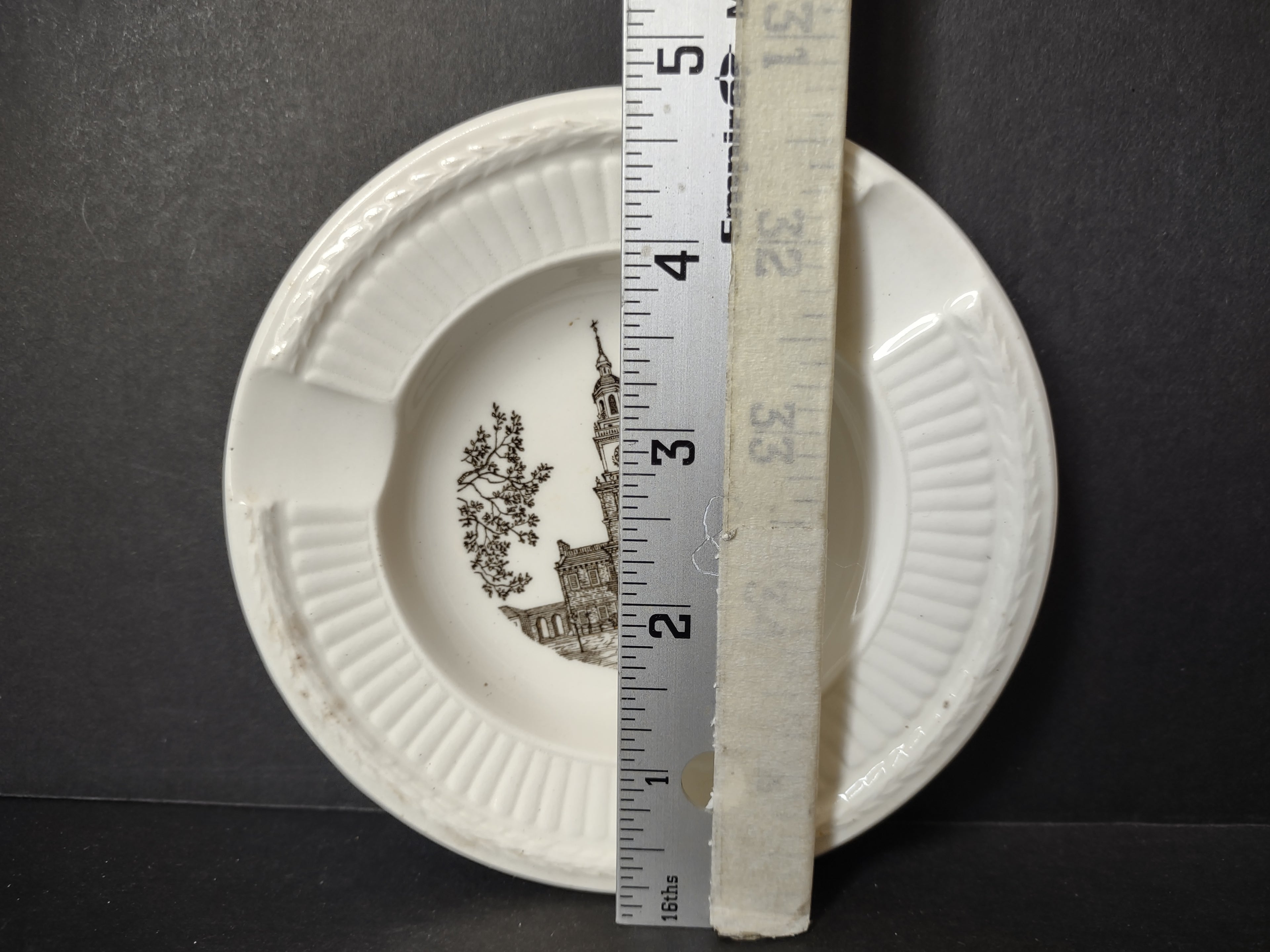 Vintage Wedgwood Independence Hall State House Brown Transferware Ashtray [6086]