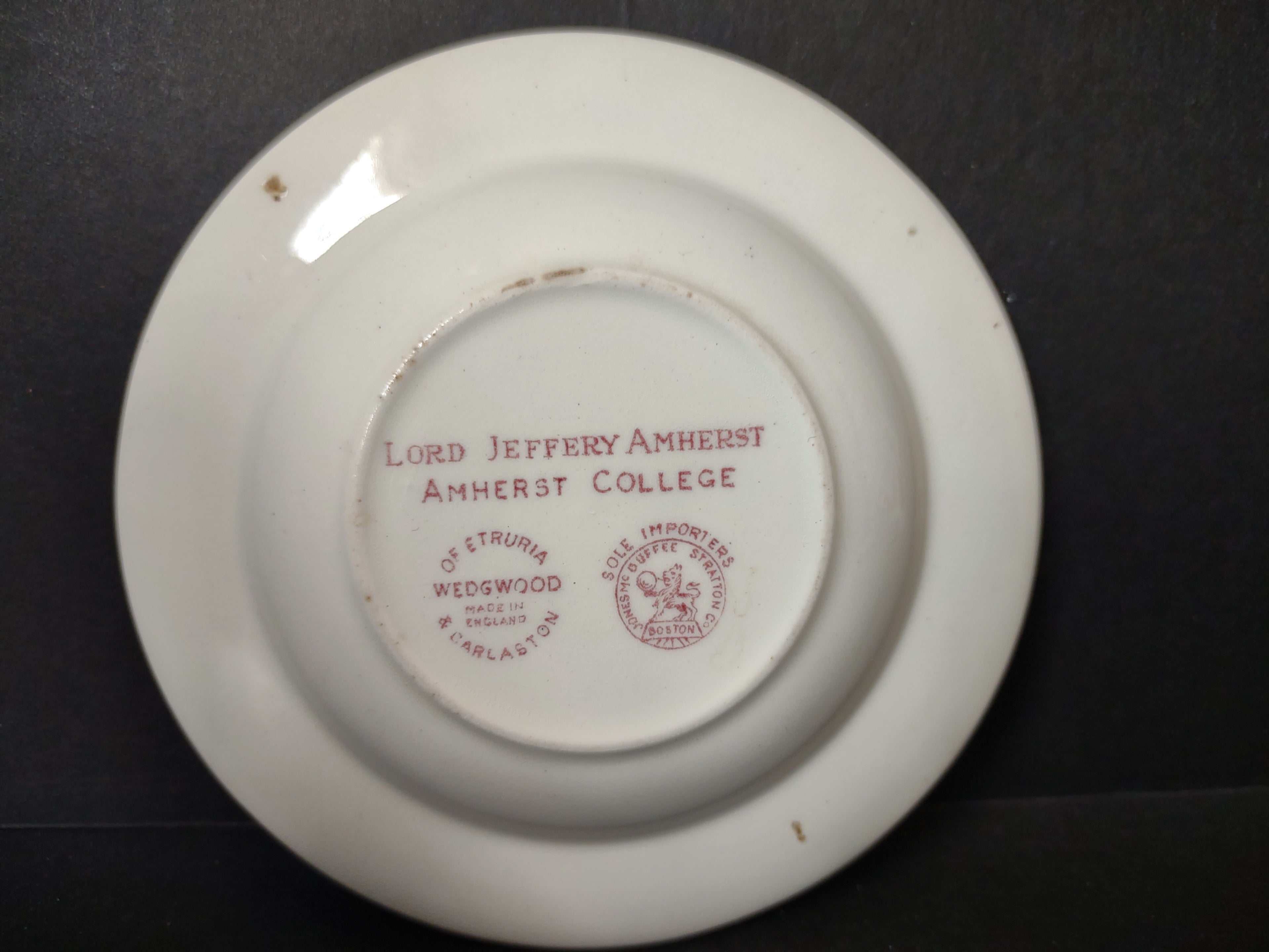 Vintage Wedgwood Amherst College Lord Jeffery Amherst Pink Ashtray [6085]