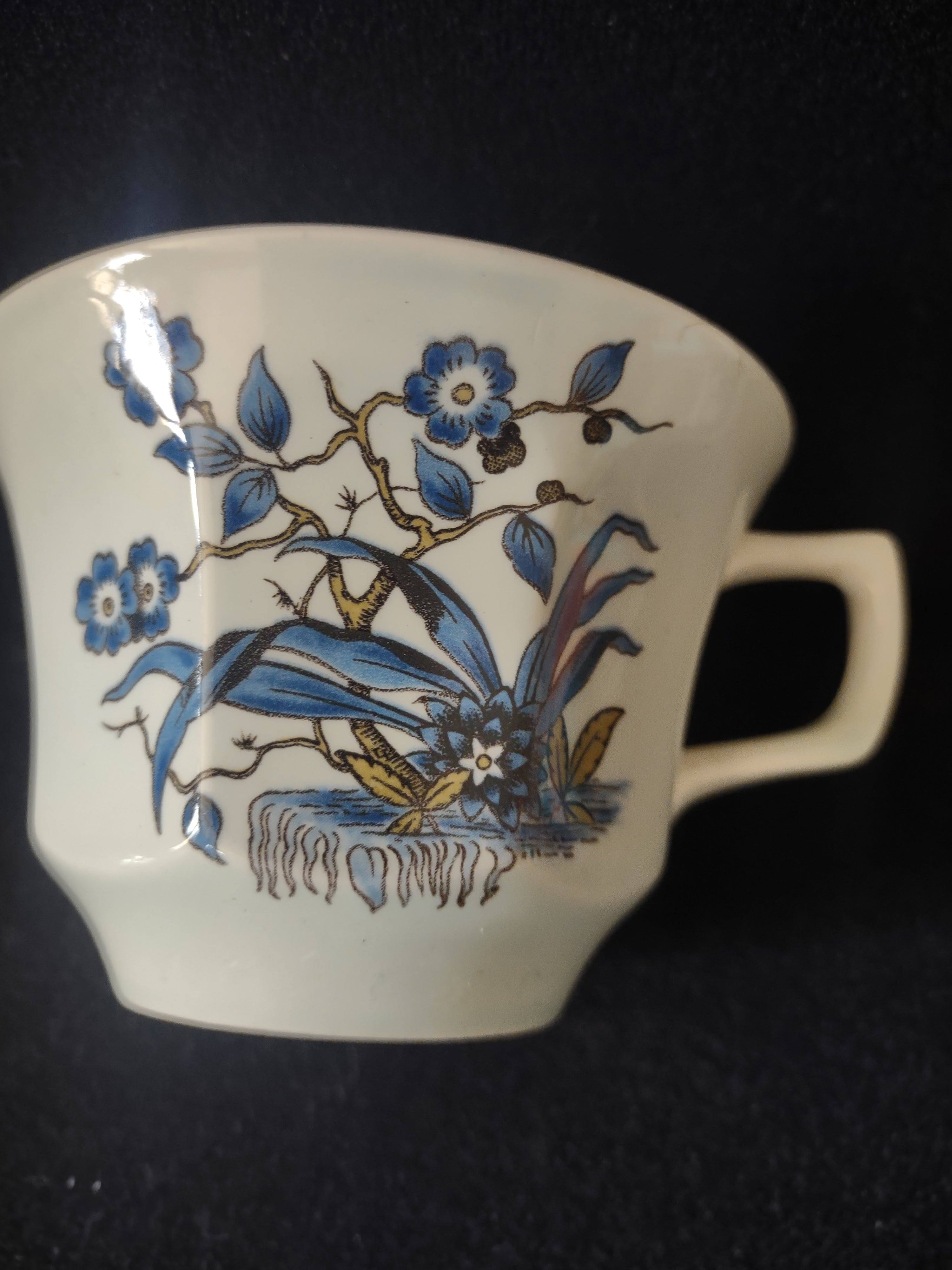 Vintage Adams Tong Cup Saucer Ironstone Calyx Ware England [6051]
