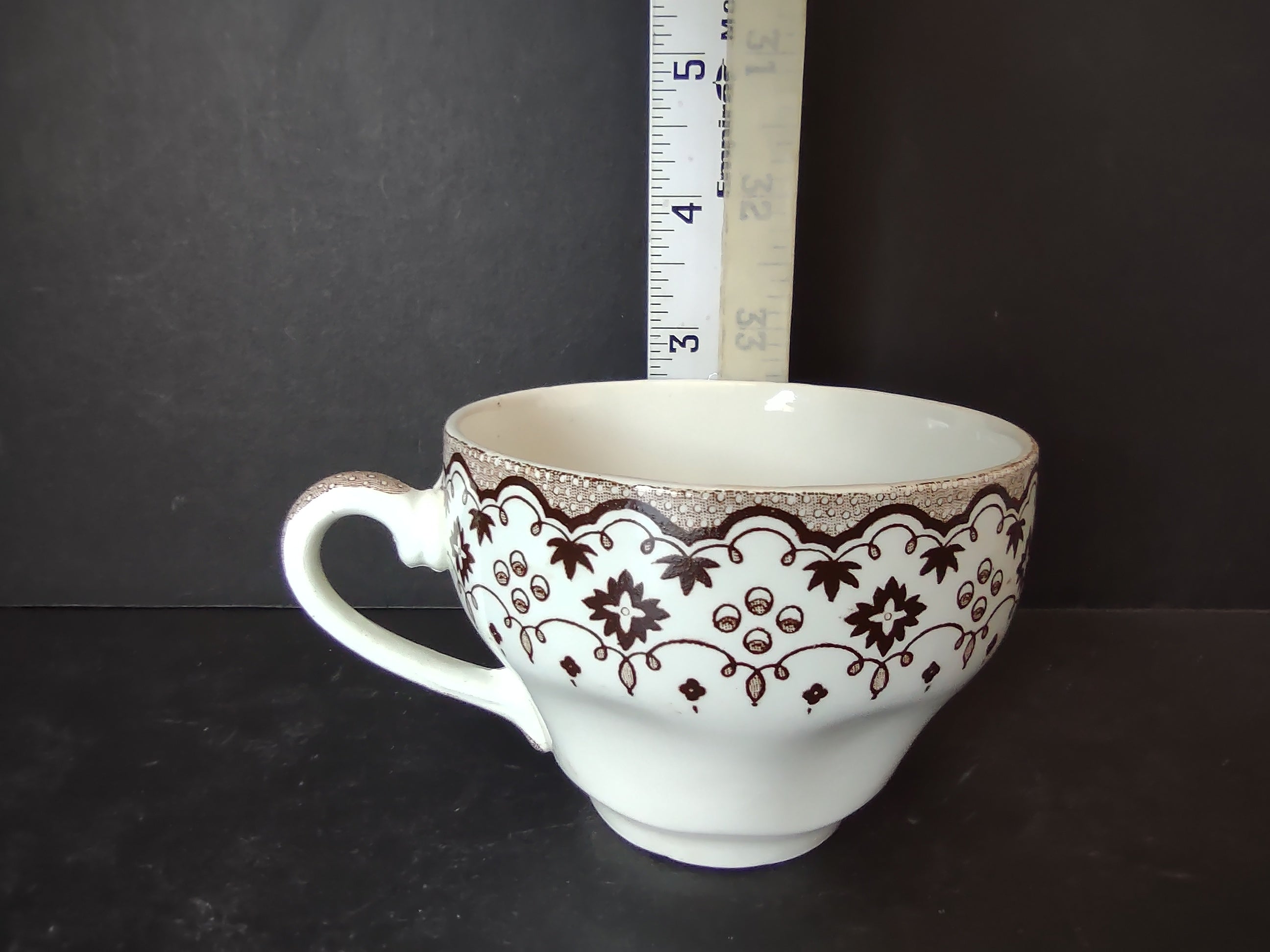 Vintage Wedgwood & Co Lille Brown Transferware Teacup Enoch Wedgwood [6078]