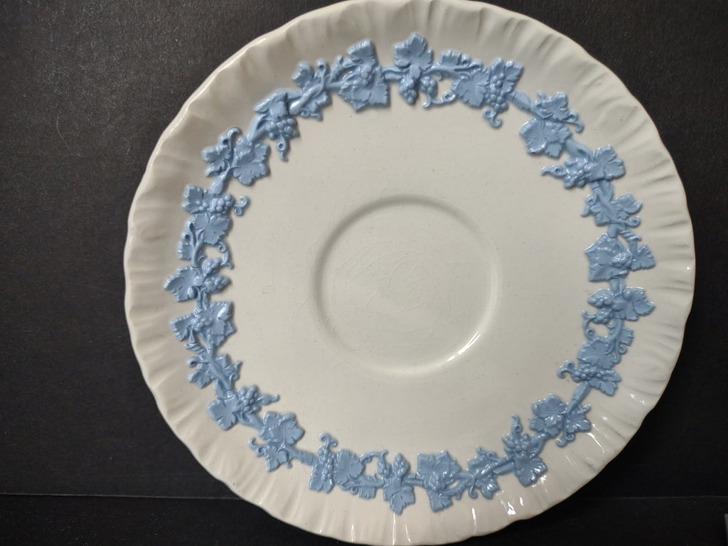 Vintage Wedgwood Embossed Queen's Ware Blue White Demitasse Saucer Pattern 3258 [6076]