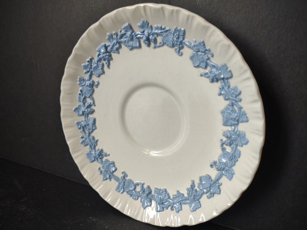Vintage Wedgwood Embossed Queen's Ware Blue White Demitasse Saucer Pattern 3258 [6076]