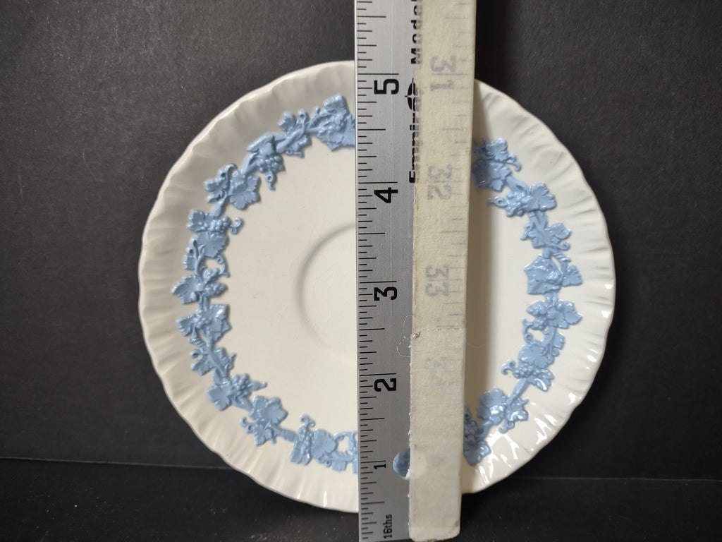 Vintage Wedgwood Embossed Queen's Ware Blue White Demitasse Saucer Pattern 3258 [6076]