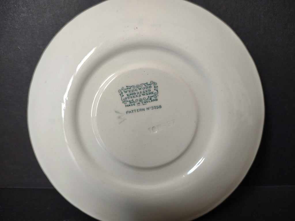 Vintage Wedgwood Embossed Queen's Ware Blue White Demitasse Saucer Pattern 3258 [6076]