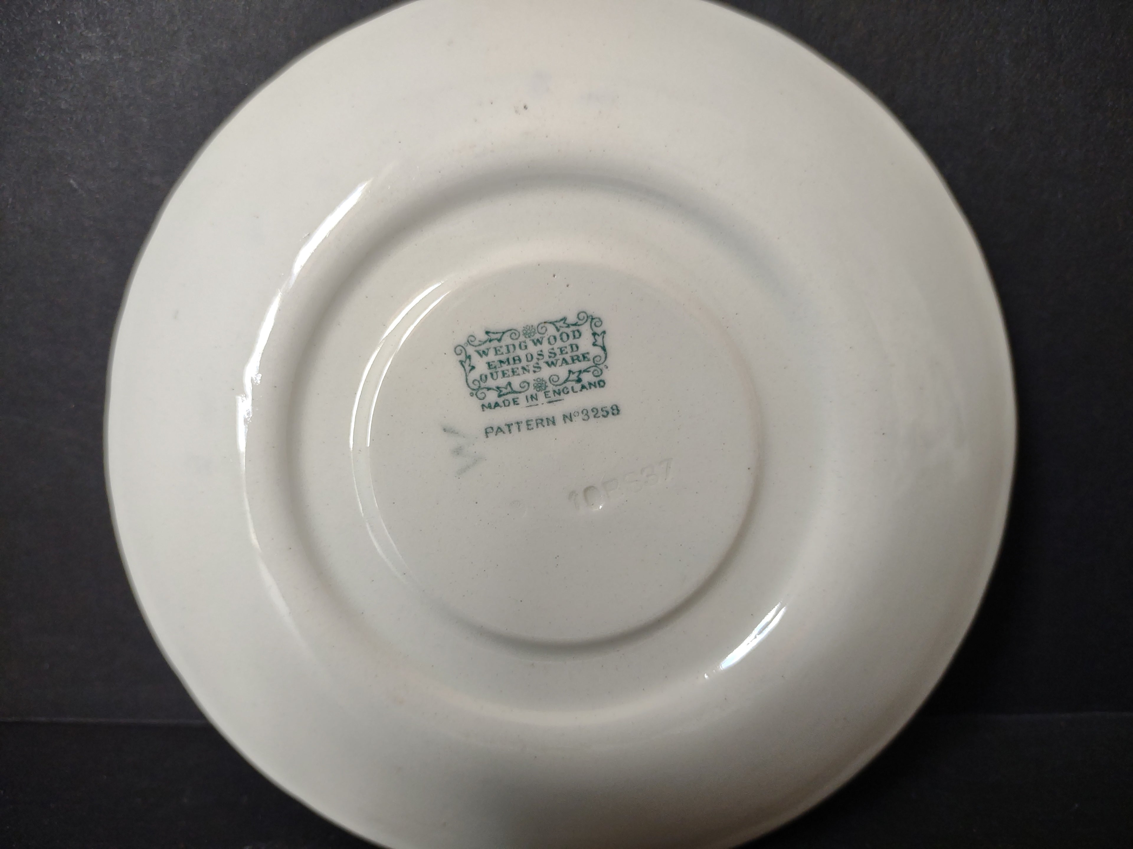 Vintage Wedgwood Embossed Queen's Ware Blue White Demitasse Saucer Pattern 3258 [6076]