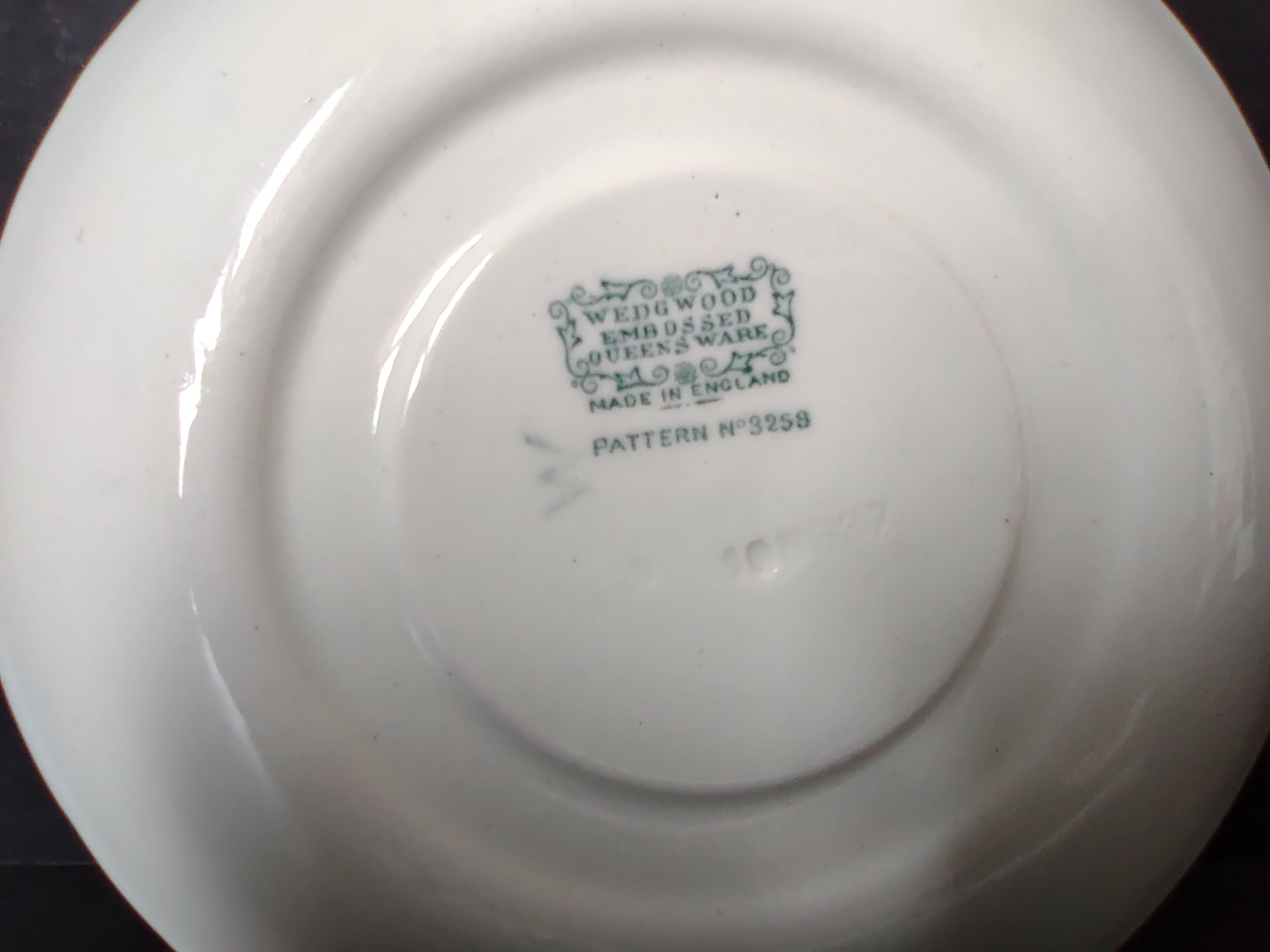 Vintage Wedgwood Embossed Queen's Ware Blue White Demitasse Saucer Pattern 3258 [6076]