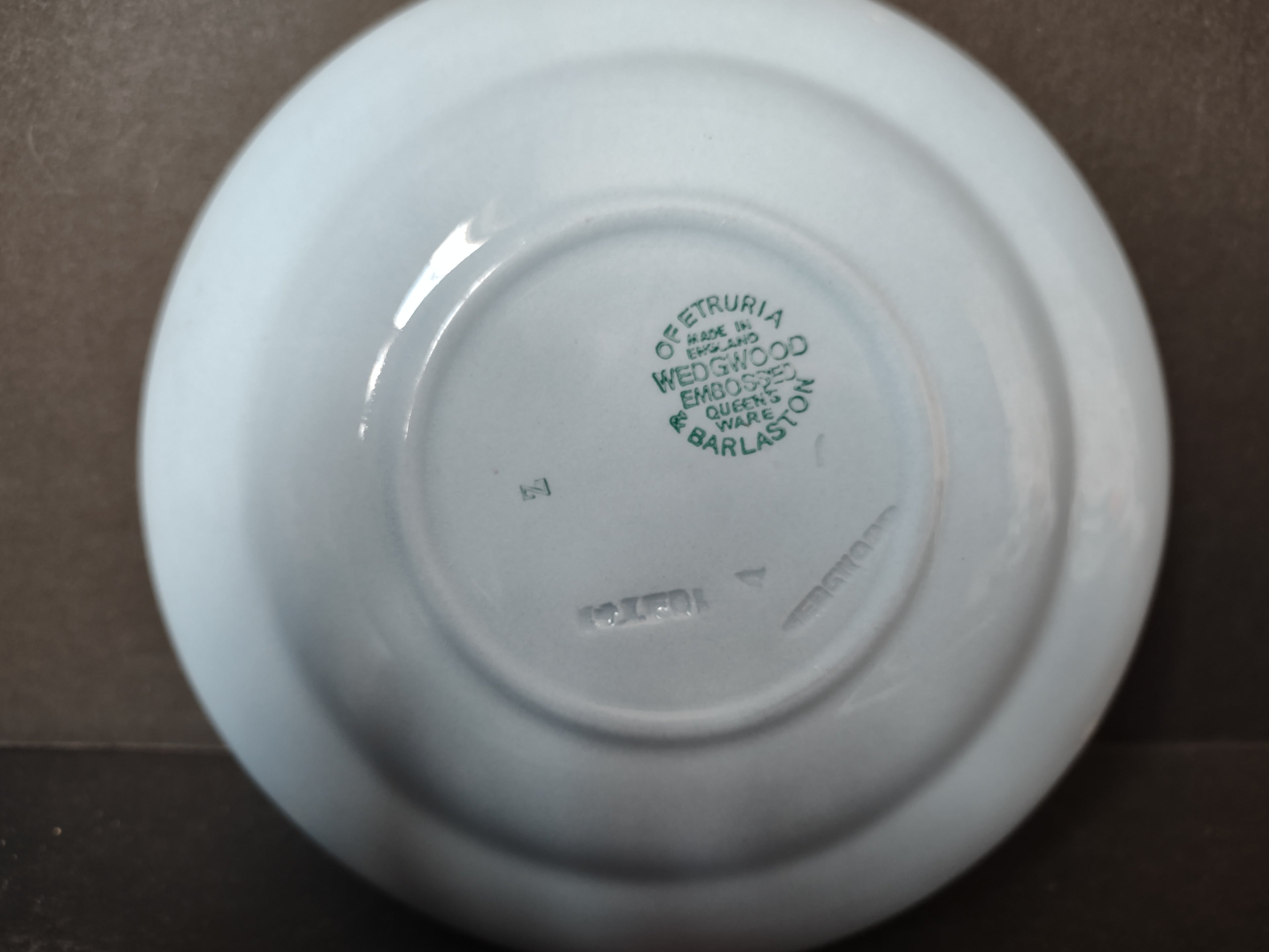 Vintage Wedgwood Embossed Queensware Blue Cream Grapevine Saucer Etruria [6074]