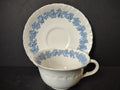 Vintage Wedgwood Embossed Queensware Cream Blue Cup Saucer Set No 3500 [6073]