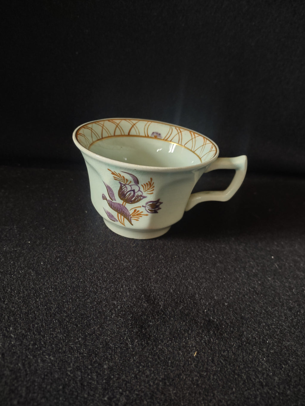 Vintage Adams Calyx Ware Teacup Purple Tulip Gold Ironstone England [6052]
