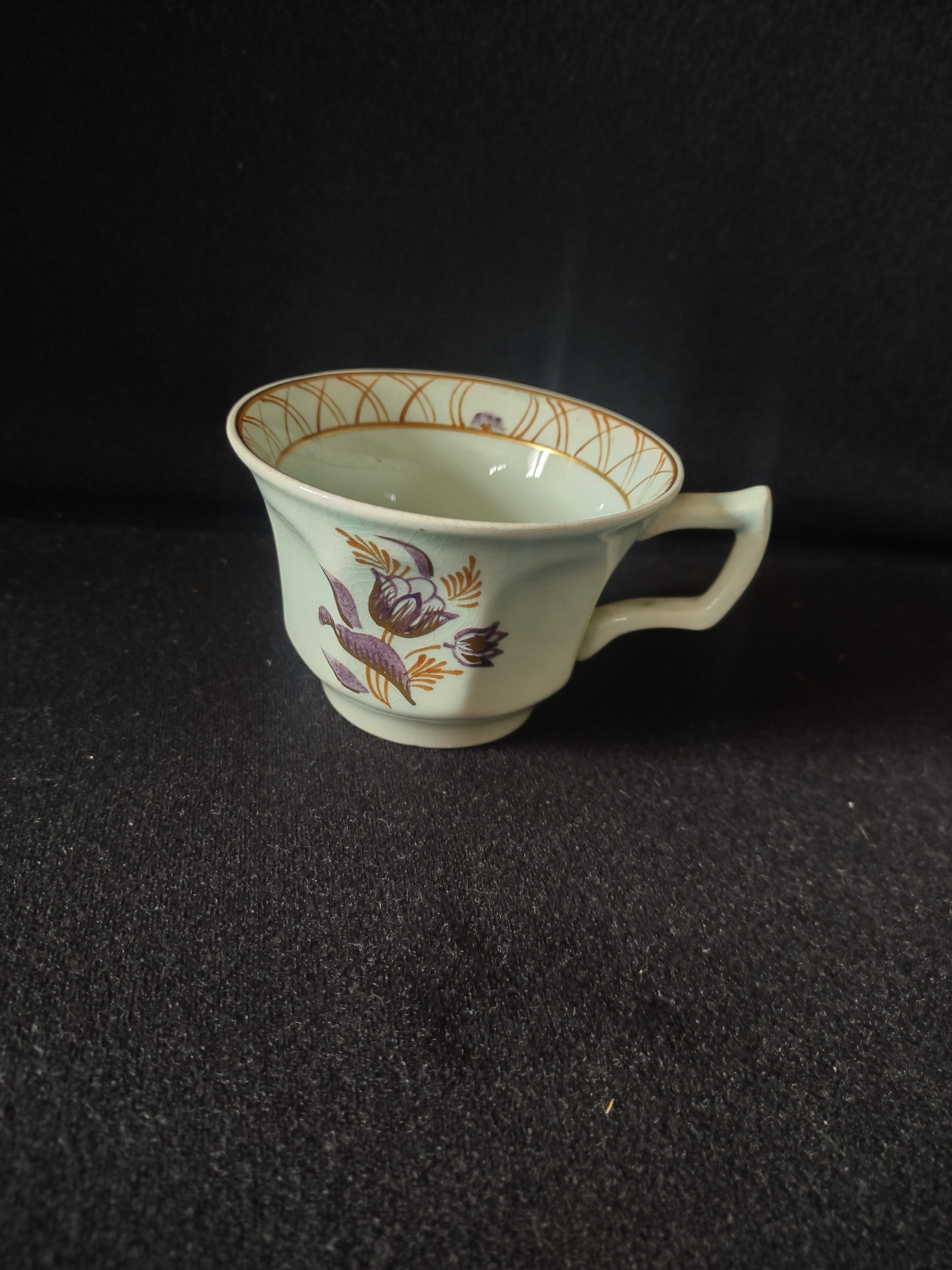 Vintage Adams Calyx Ware Teacup Purple Tulip Gold Ironstone England [6052]
