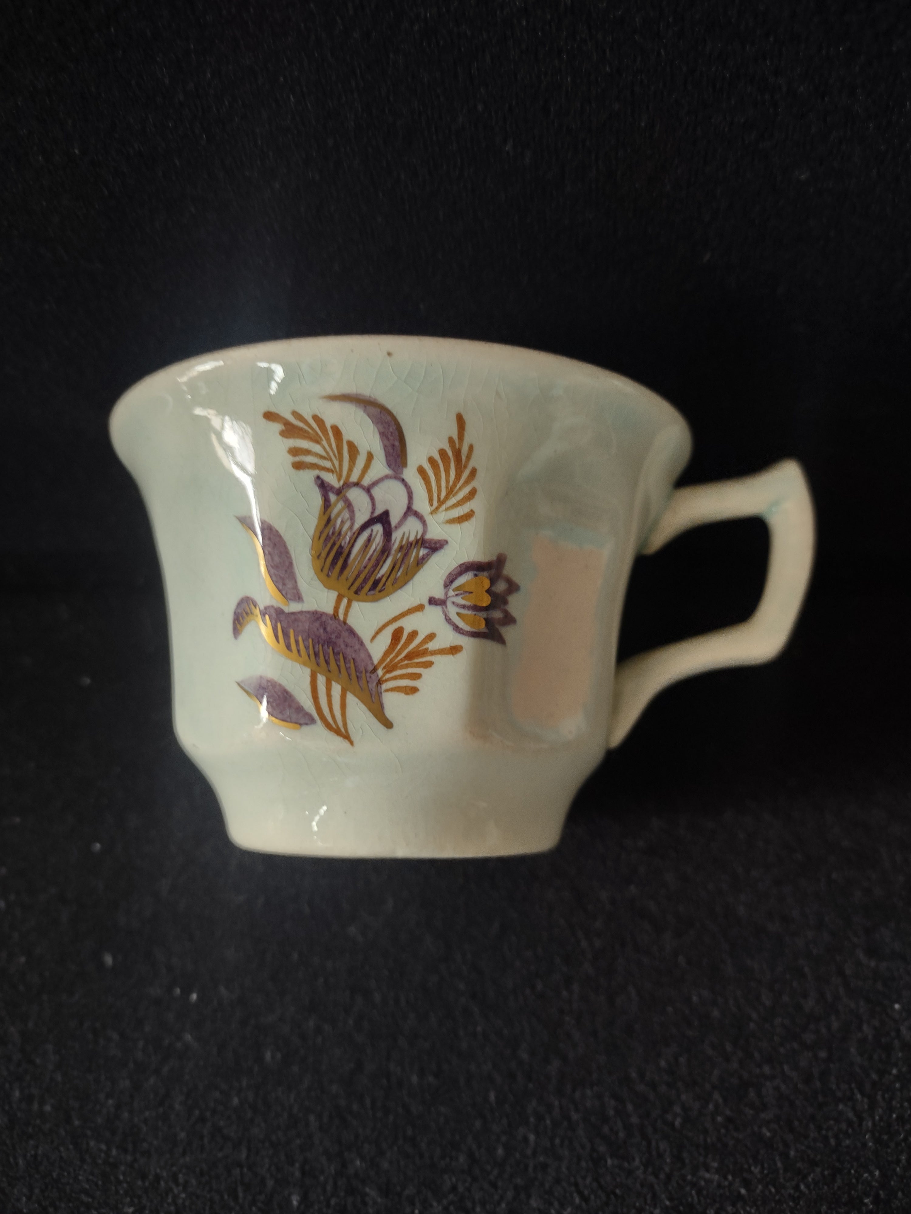Vintage Adams Calyx Ware Teacup Purple Tulip Gold Ironstone England [6052]