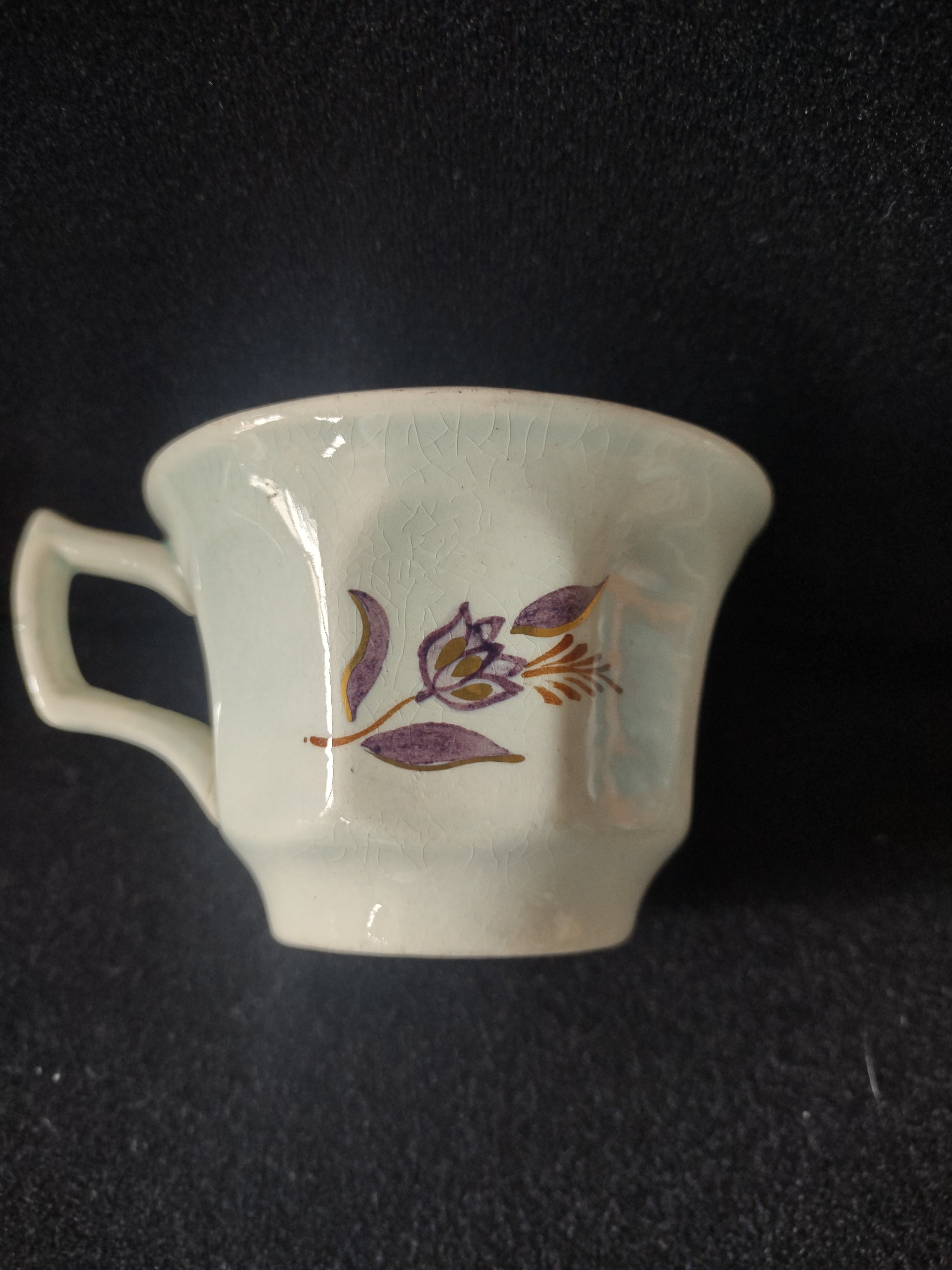 Vintage Adams Calyx Ware Teacup Purple Tulip Gold Ironstone England [6052]
