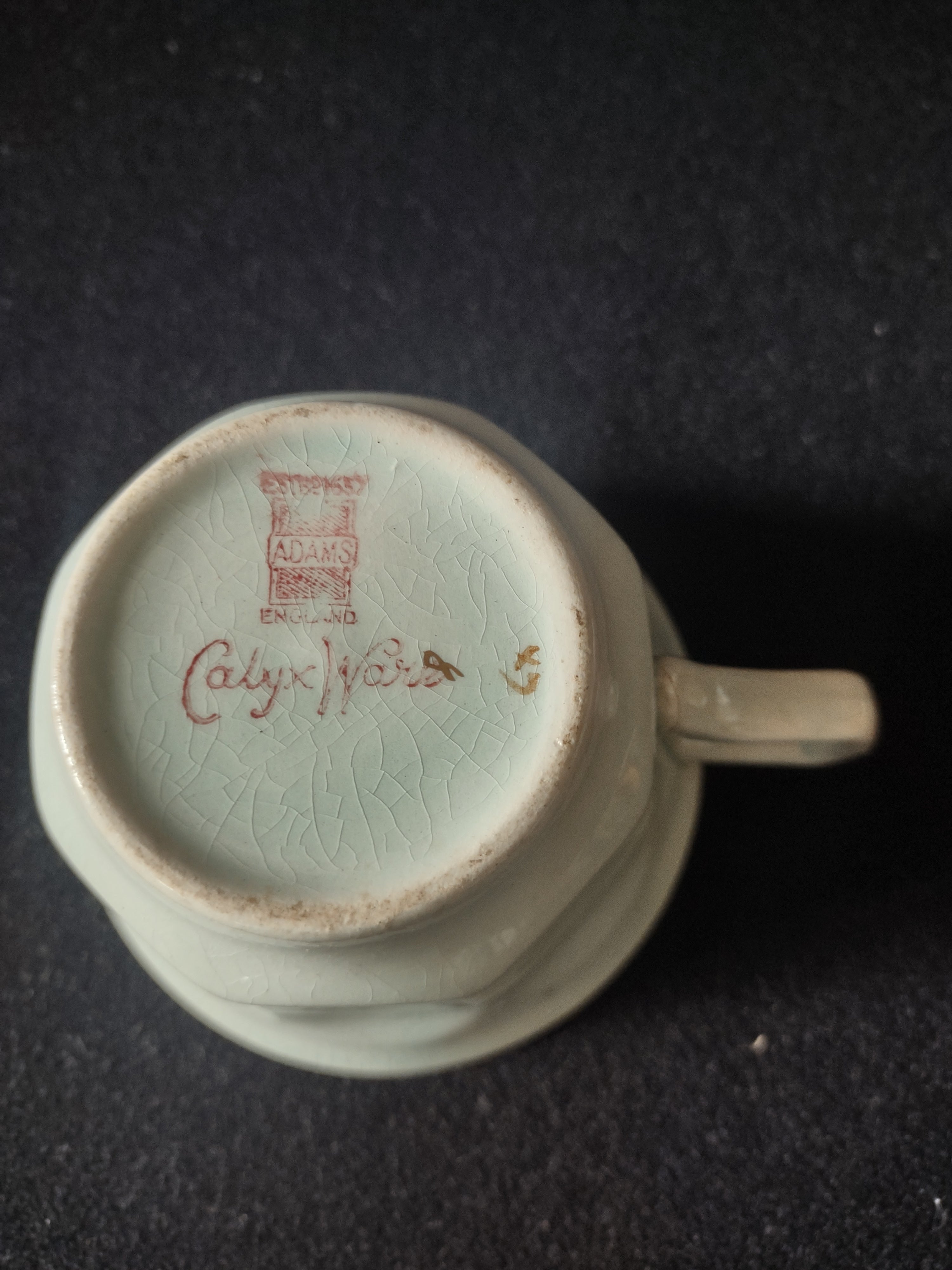 Vintage Adams Calyx Ware Teacup Purple Tulip Gold Ironstone England [6052]