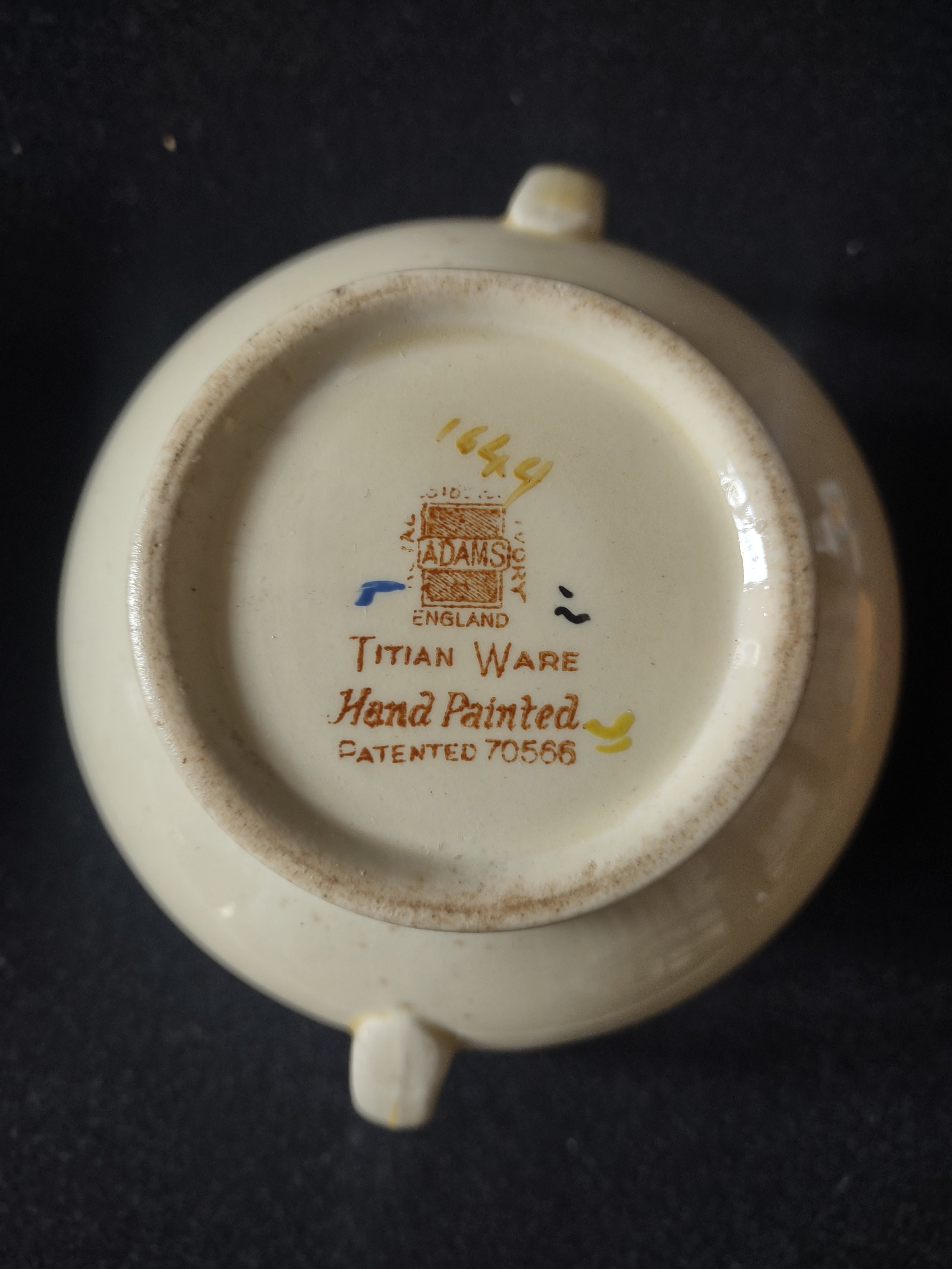 Vintage Adams Titian Ware Della Robbia Creamer Sugar Bowl Lid England [6056]