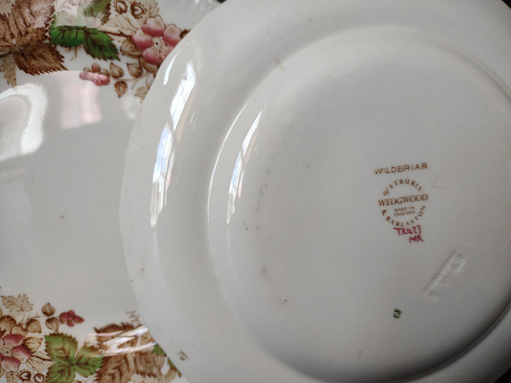 Vintage Wedgwood Wildbriar Pink Floral Small Plates Set of 2 England [6059]
