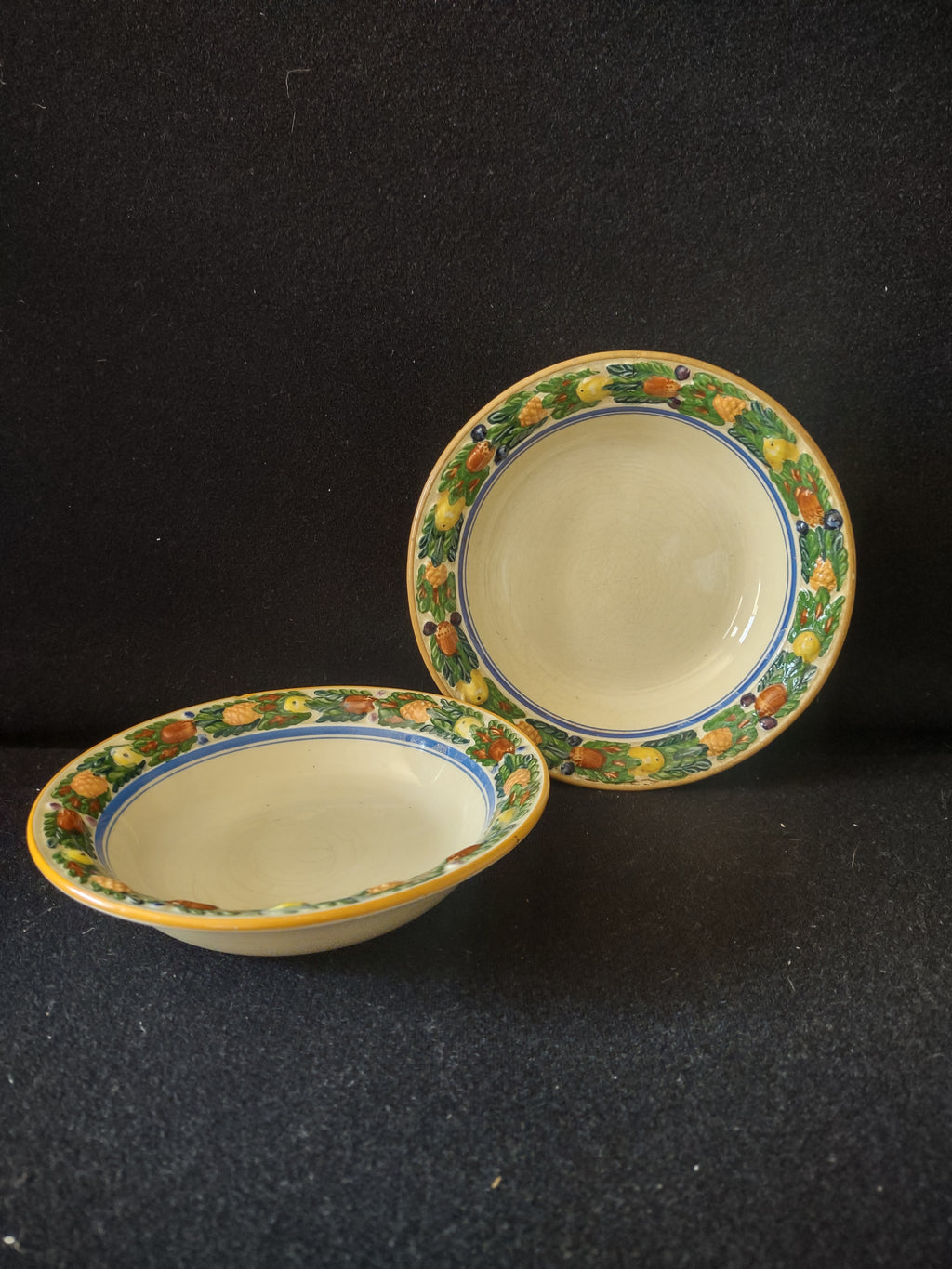 Vintage Adams Titian Ware Della Robbia Fruit Bowls Set of 2 [6062]