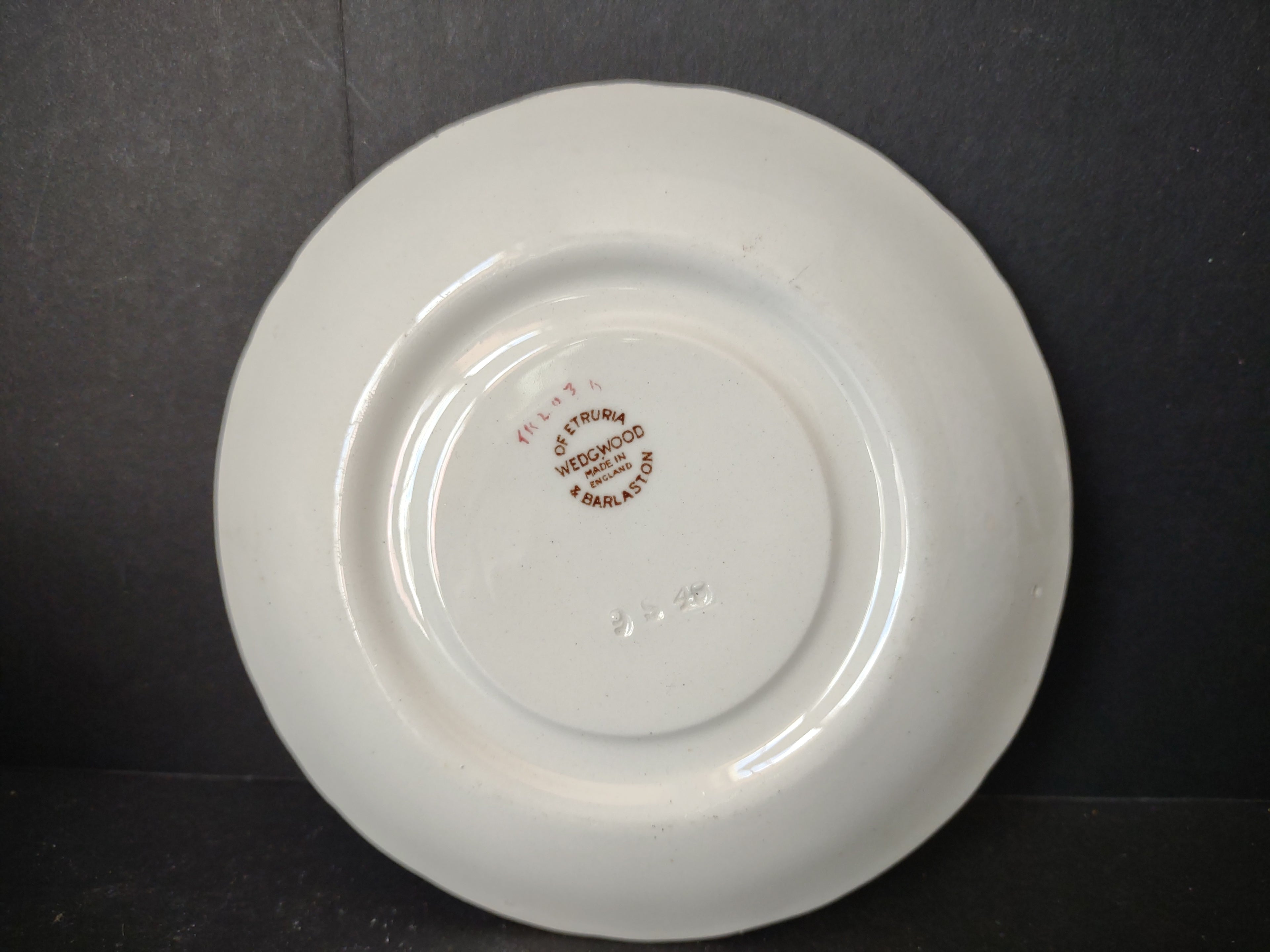 Vintage Floral Butterfly Demitasse Saucer Scalloped Rim Off-White [6064]