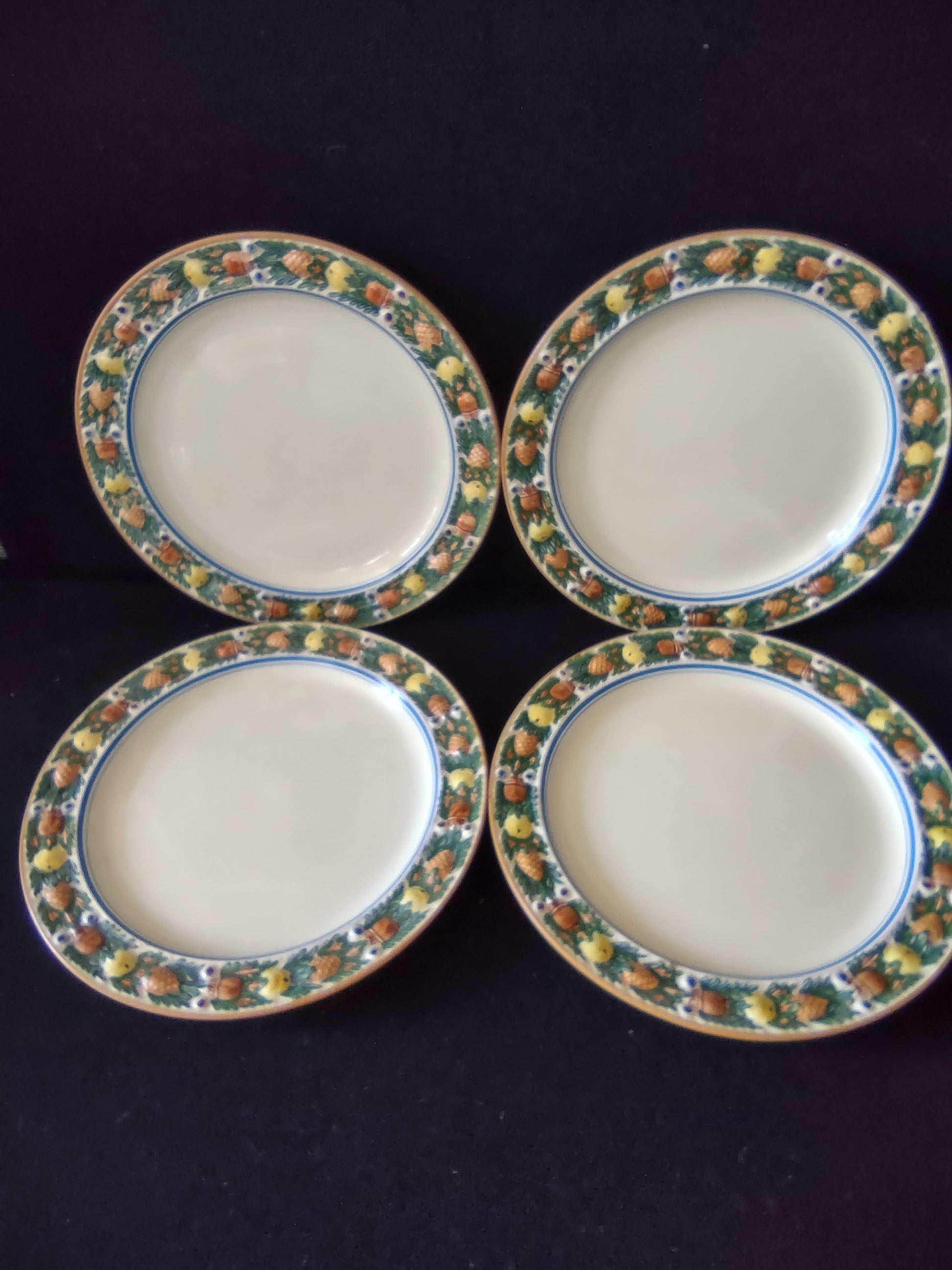 Vintage Royal Adams Della Robbia Luncheon Plate England Set Of 4[6065]