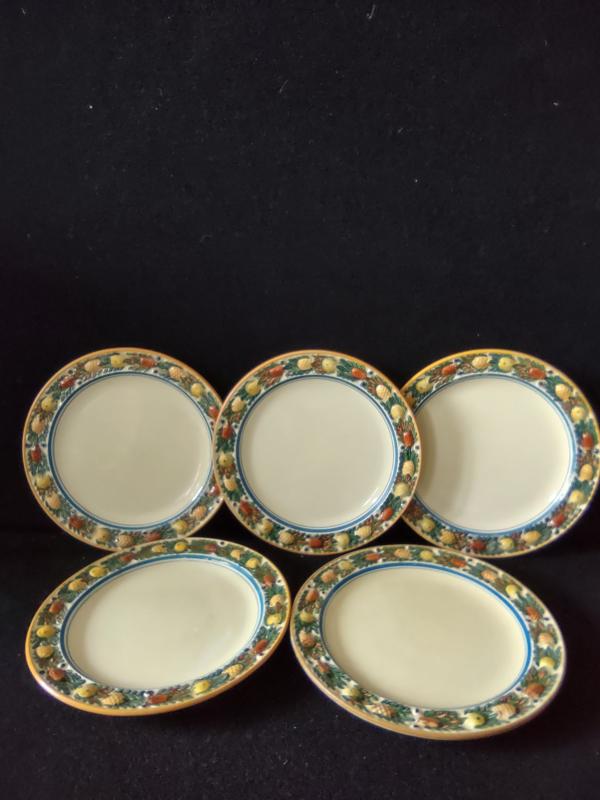 Vintage Adams Titian Ware Della Robbia Bread Butter Plates England Set 5 [6094]