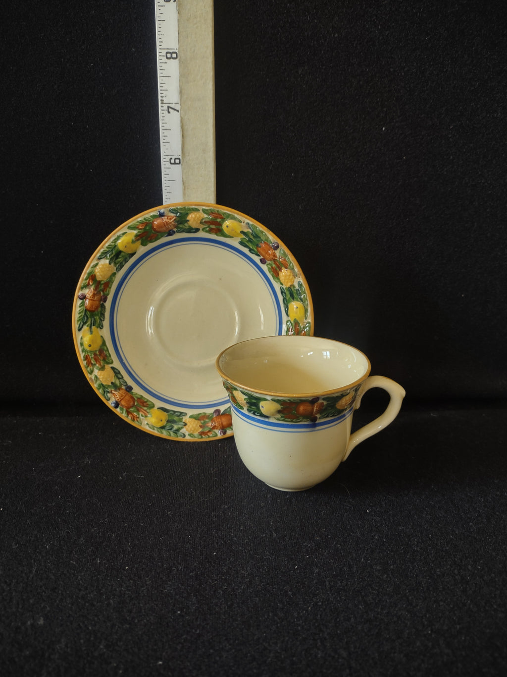 Vintage Adams Titian Ware Della Robbia Cup Saucer Set Of 4 England [6095]