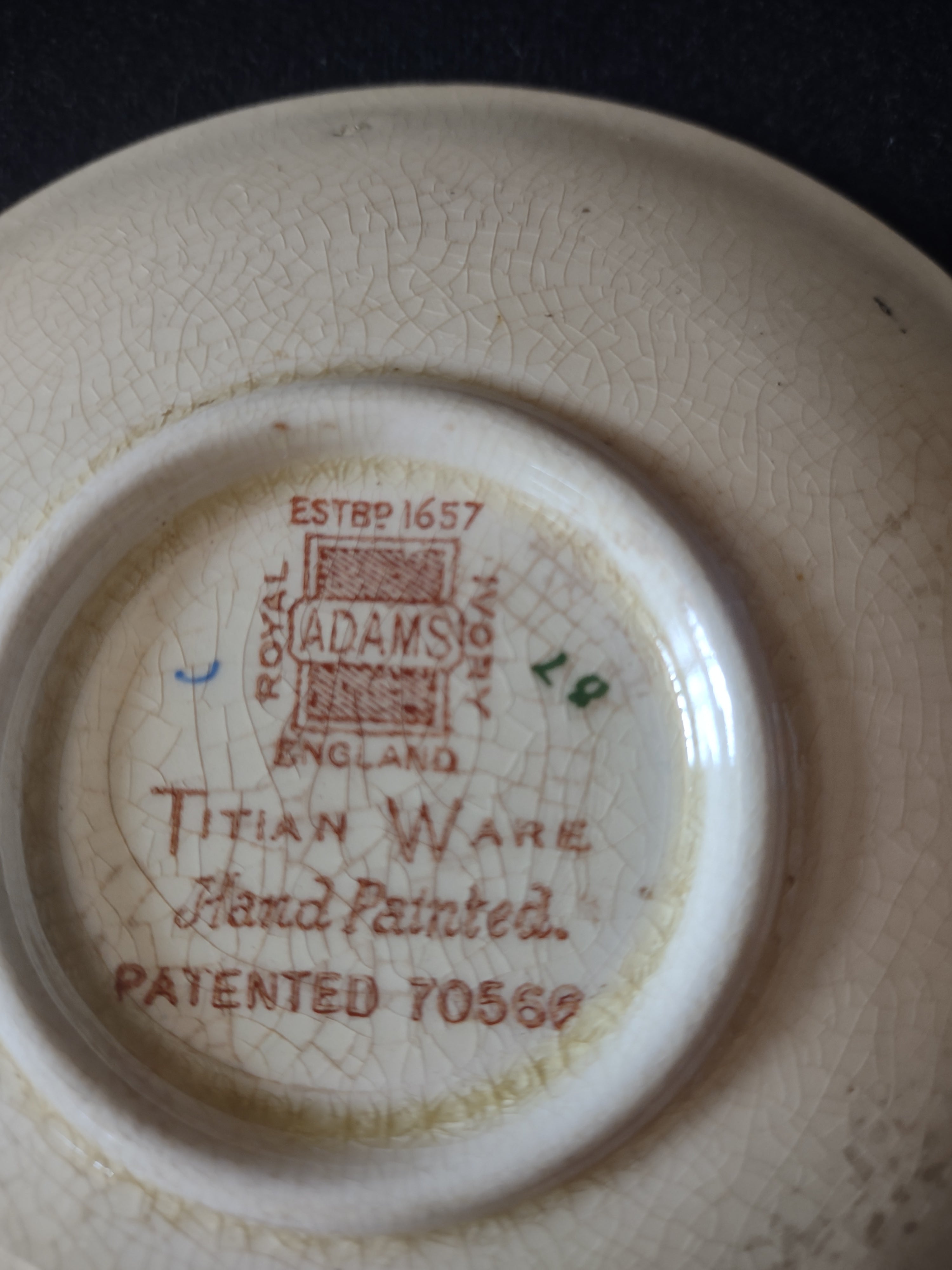 Vintage Adams Titian Ware Della Robbia Cup Saucer Set Of 4 England [6095]