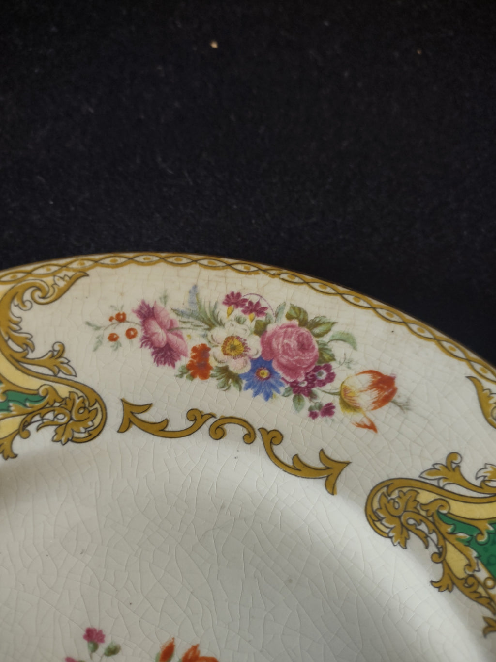 Vintage Myott The Bouquet Green Luncheon Plate Ironstone England [6096]