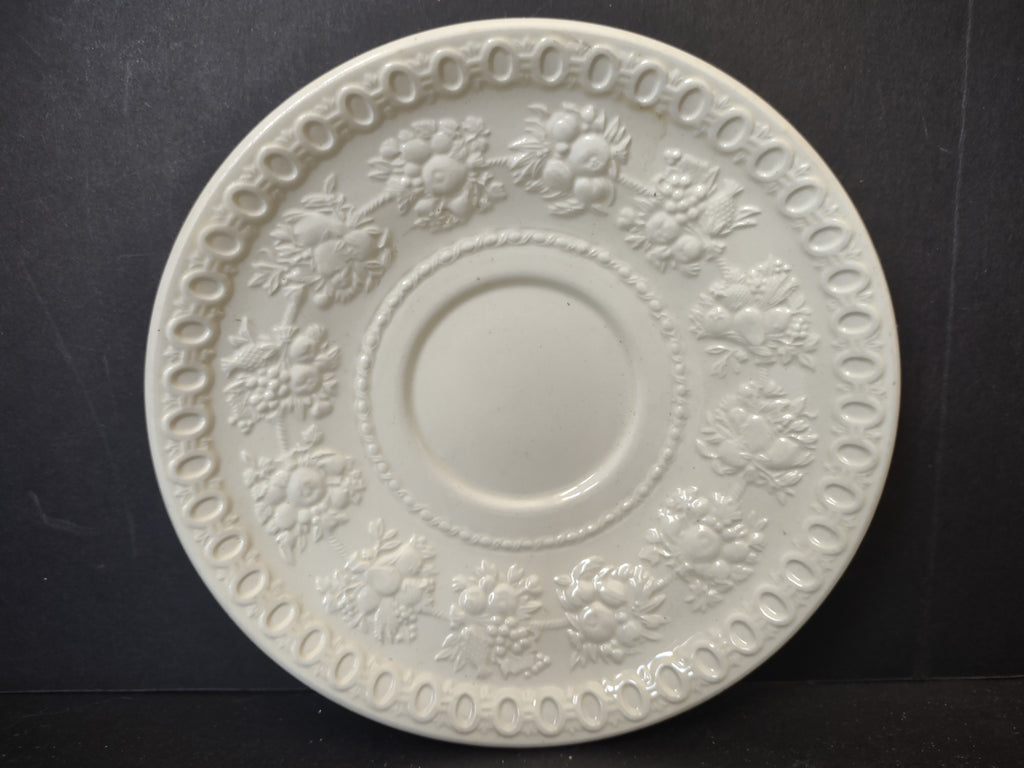 Vintage Wedgwood Wellesley Cream Embossed Floral Reticulated Saucer [6109]