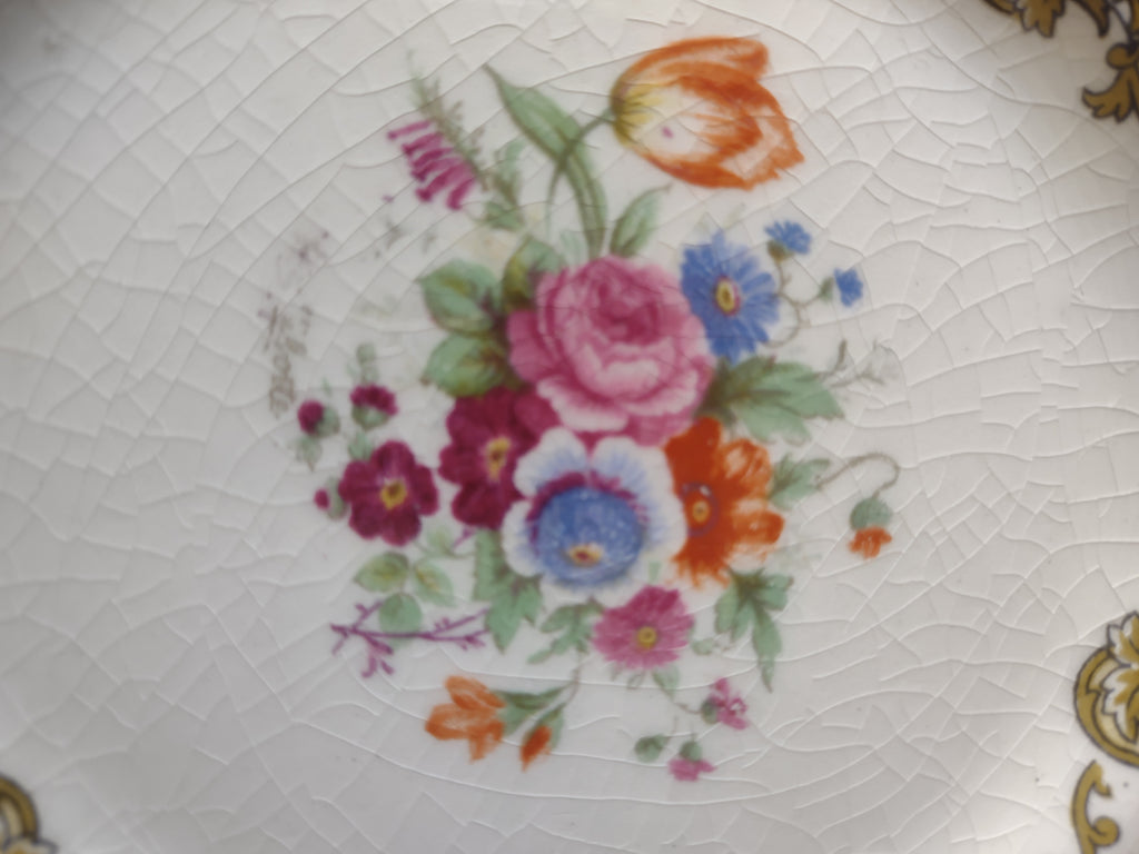 Vintage Myott The Bouquet Green Bread Butter Plates Pair England [6097]