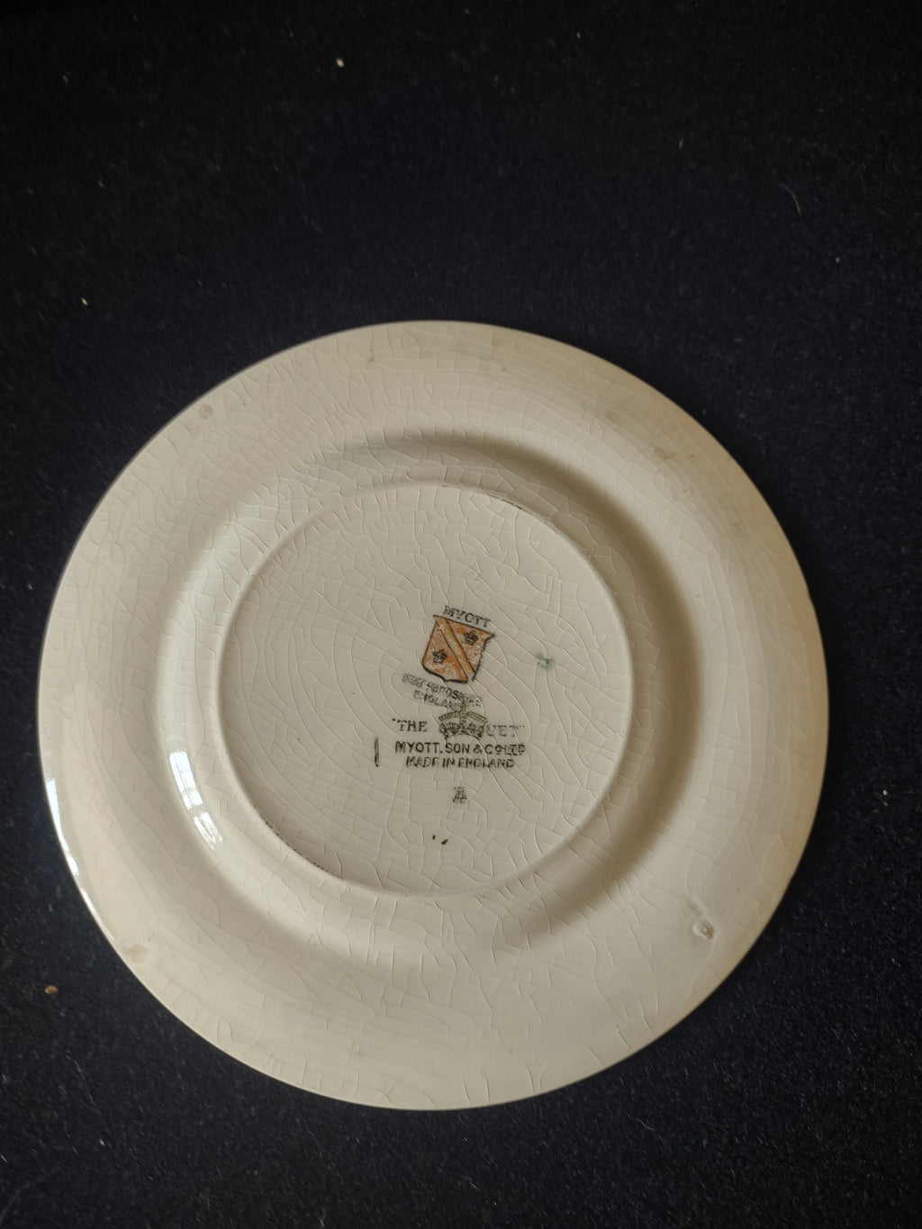 Vintage Myott The Bouquet Green Bread Butter Plates Pair England [6097]