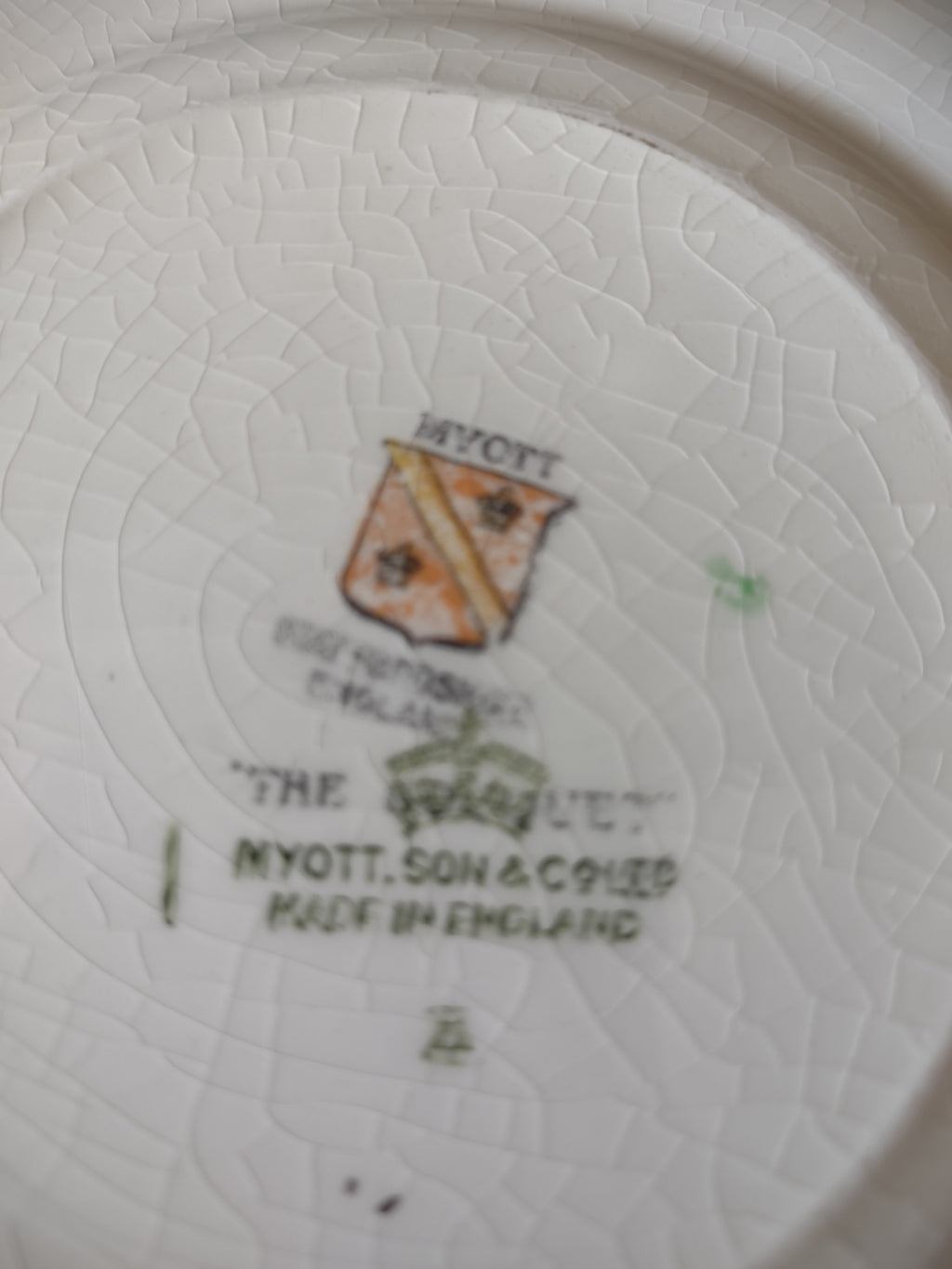 Vintage Myott The Bouquet Green Bread Butter Plates Pair England [6097]