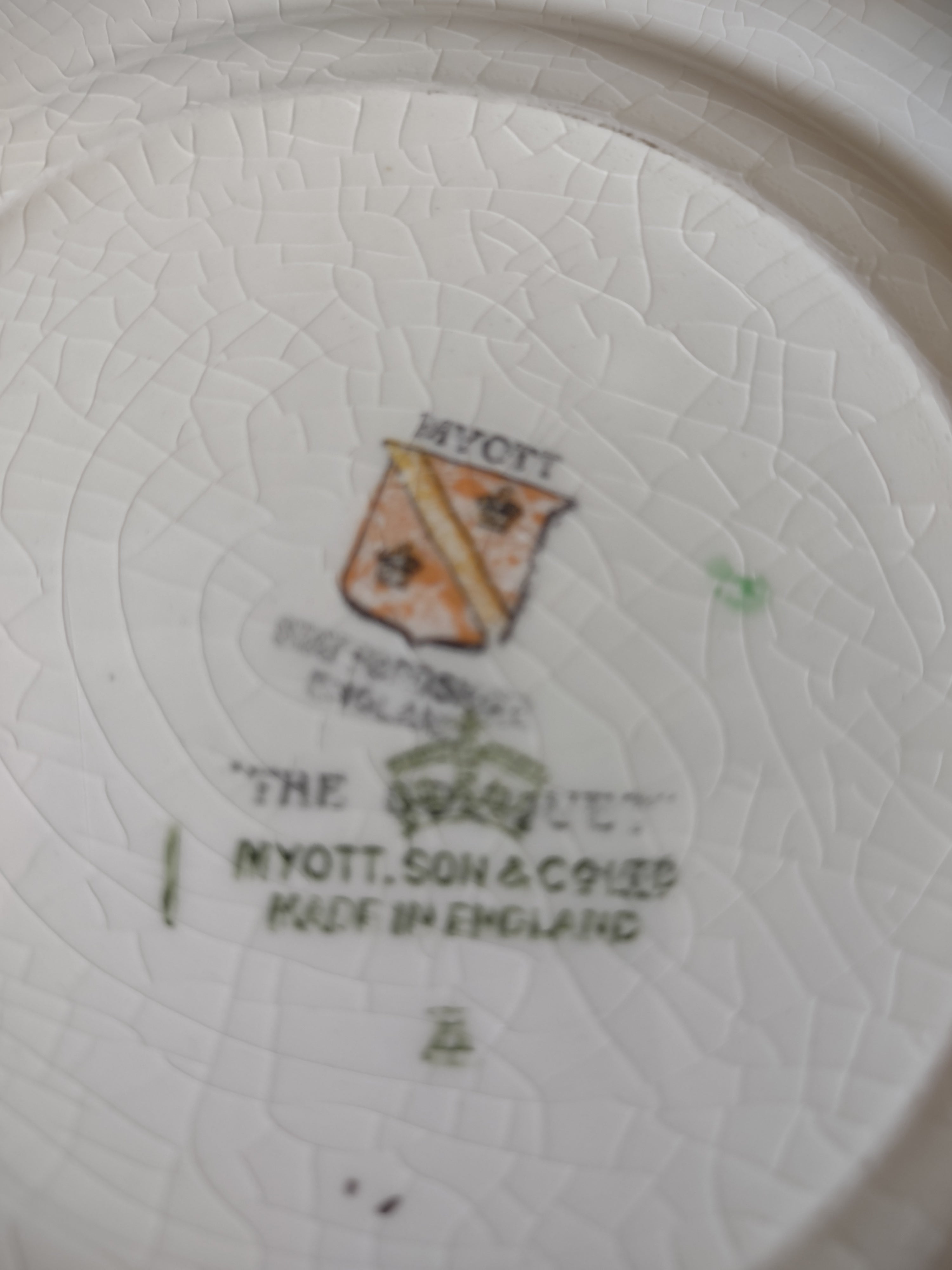 Vintage Myott The Bouquet Green Bread Butter Plates Pair England [6097]