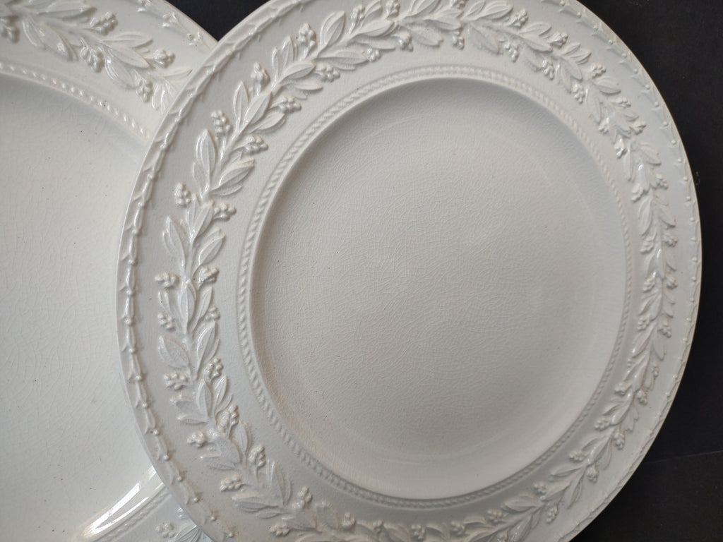 Vintage Wedgwood Embossed Queens Ware Laurel Lunch Plates Set of 2 [6111]